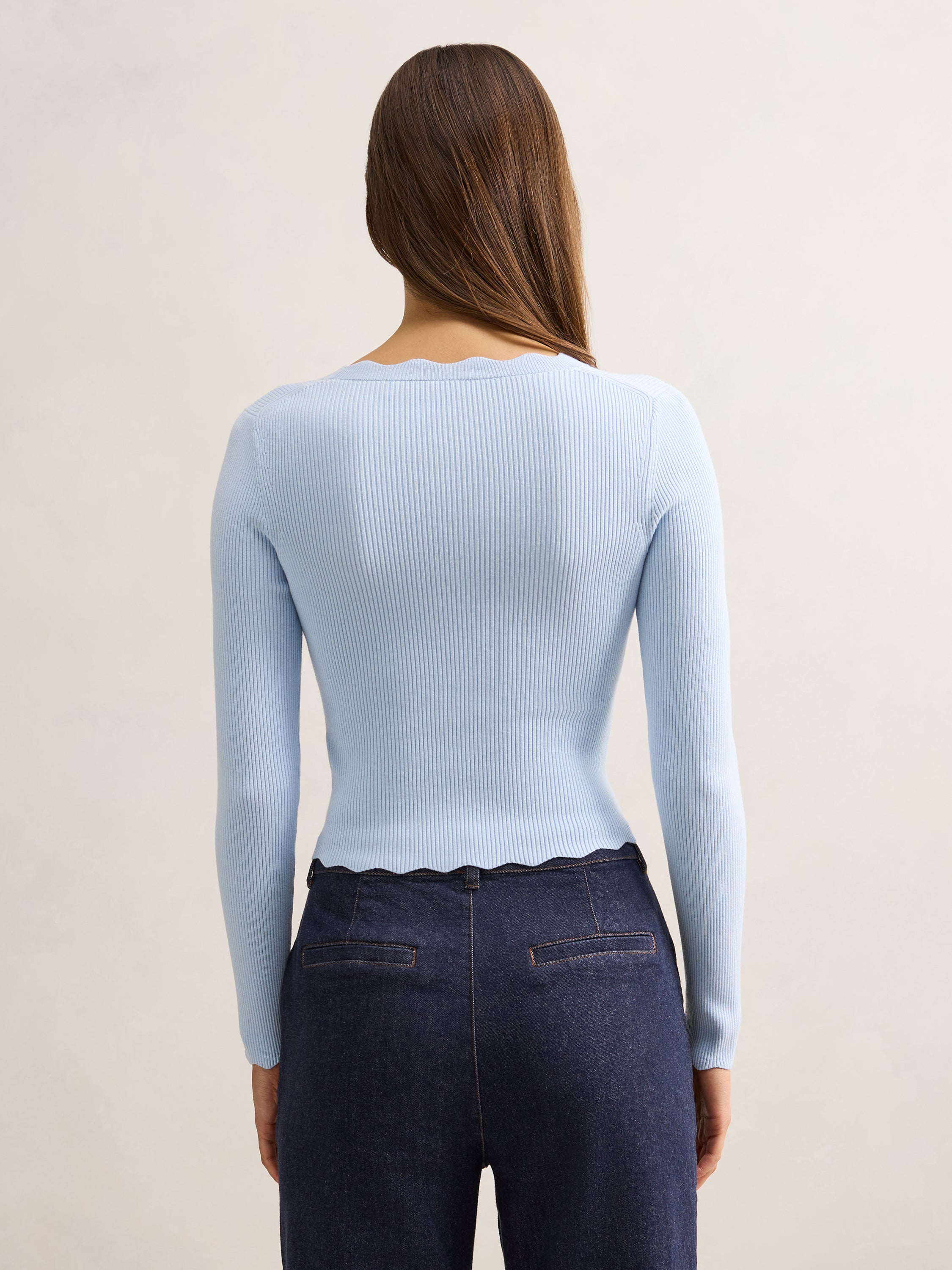 Sally Scallop Trim Knit Cardigan