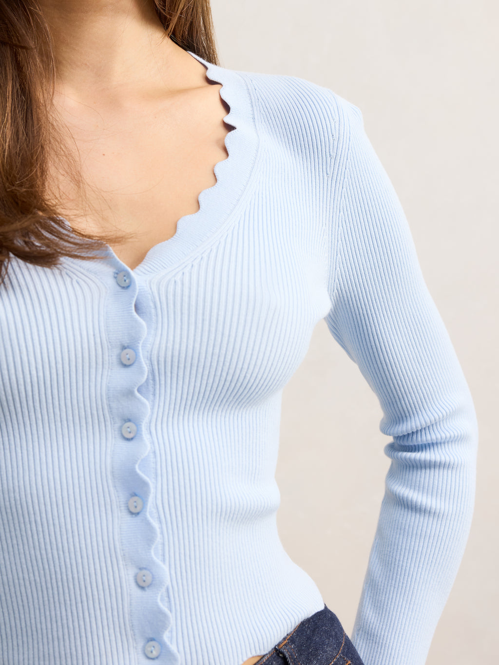 Sally Scallop Trim Knit Cardigan