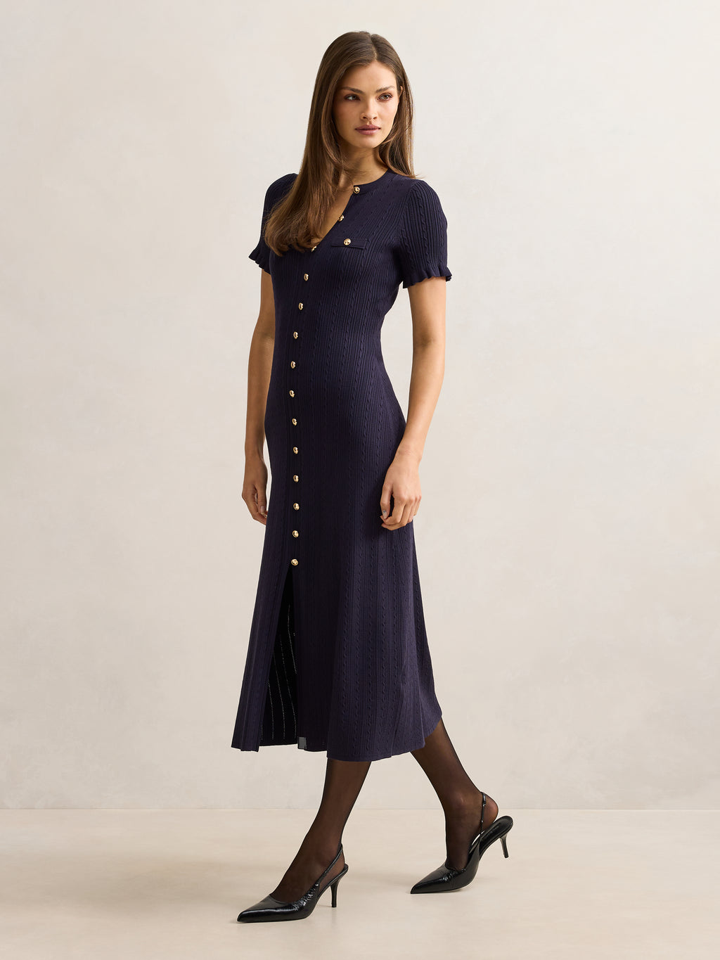 Violetta Stitch Interest Midi Dress