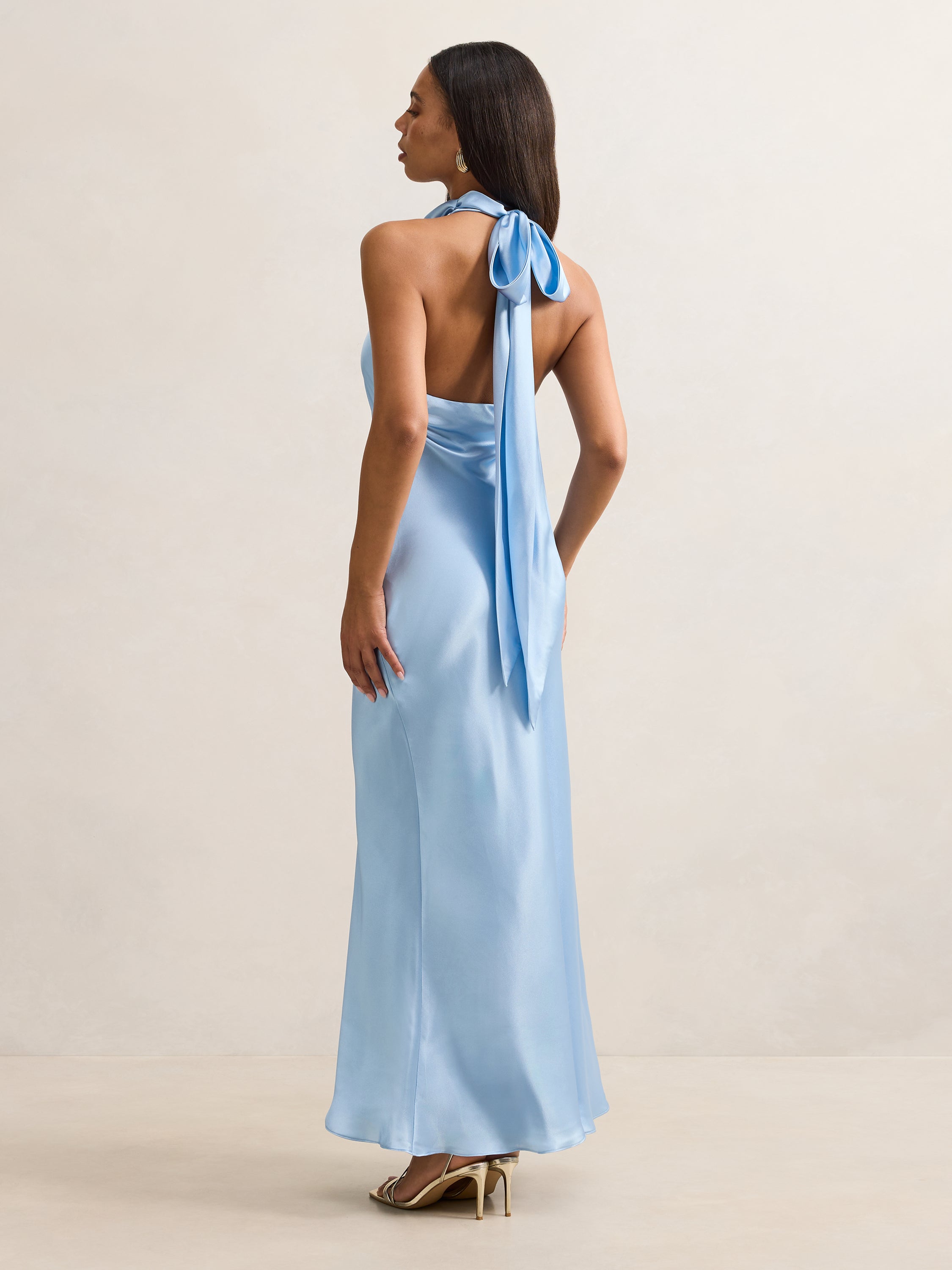Clementine High Neck Satin Maxi Dress