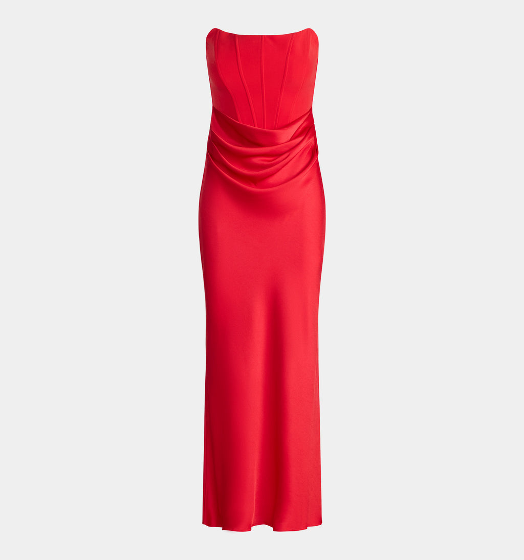 Isra Drape Strapless Maxi Dress