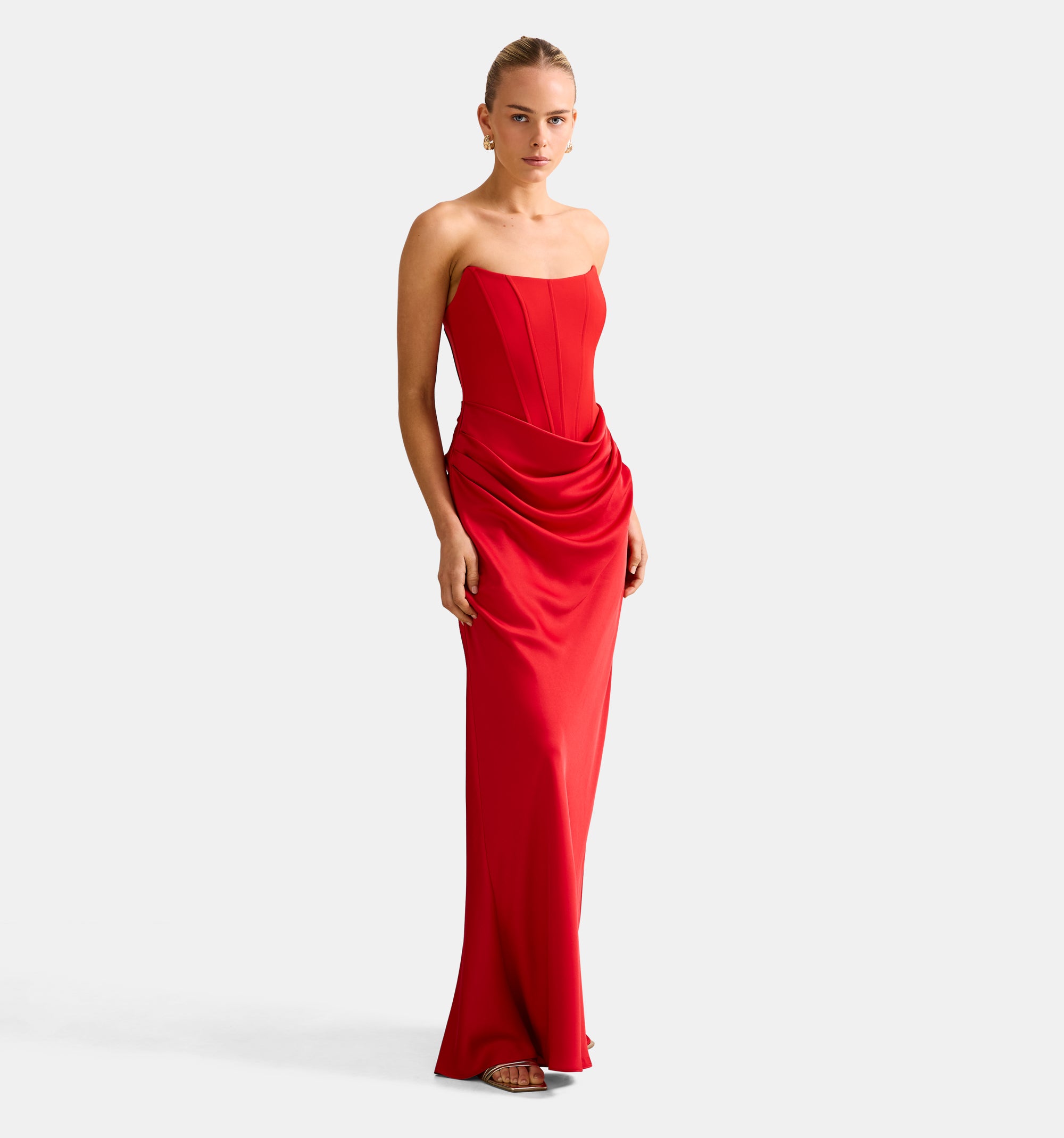 Isra Drape Strapless Maxi Dress