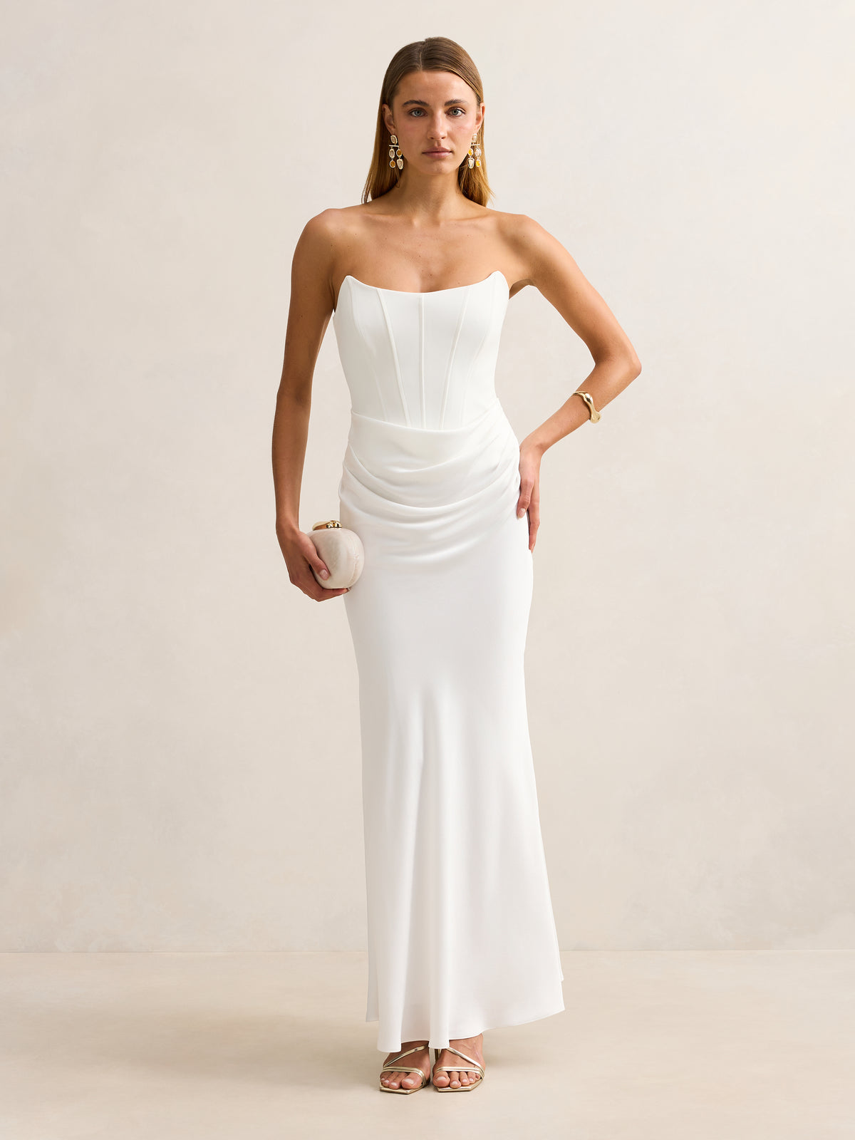 Isra Drape Strapless Maxi