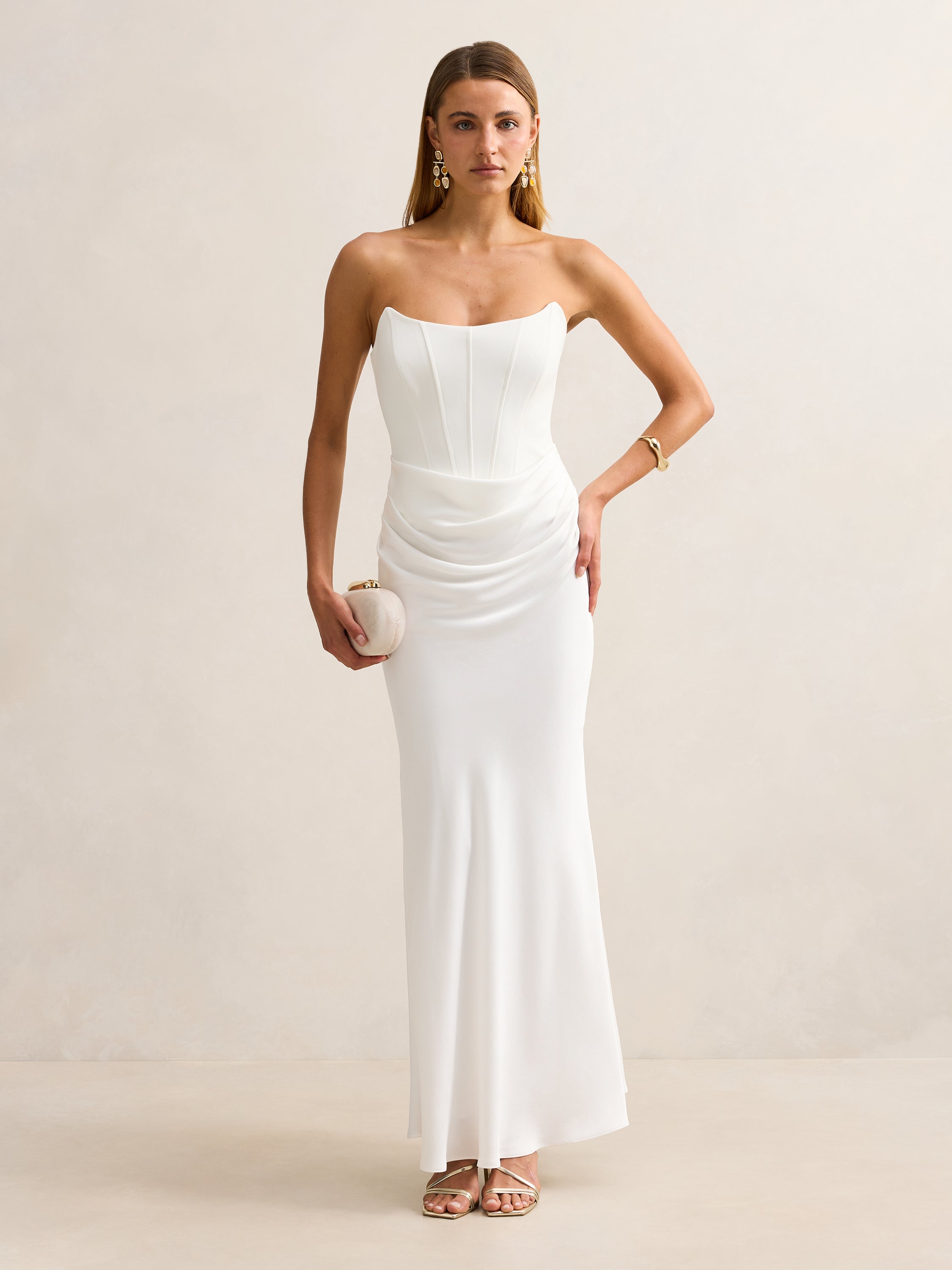 Isra Drape Strapless Maxi