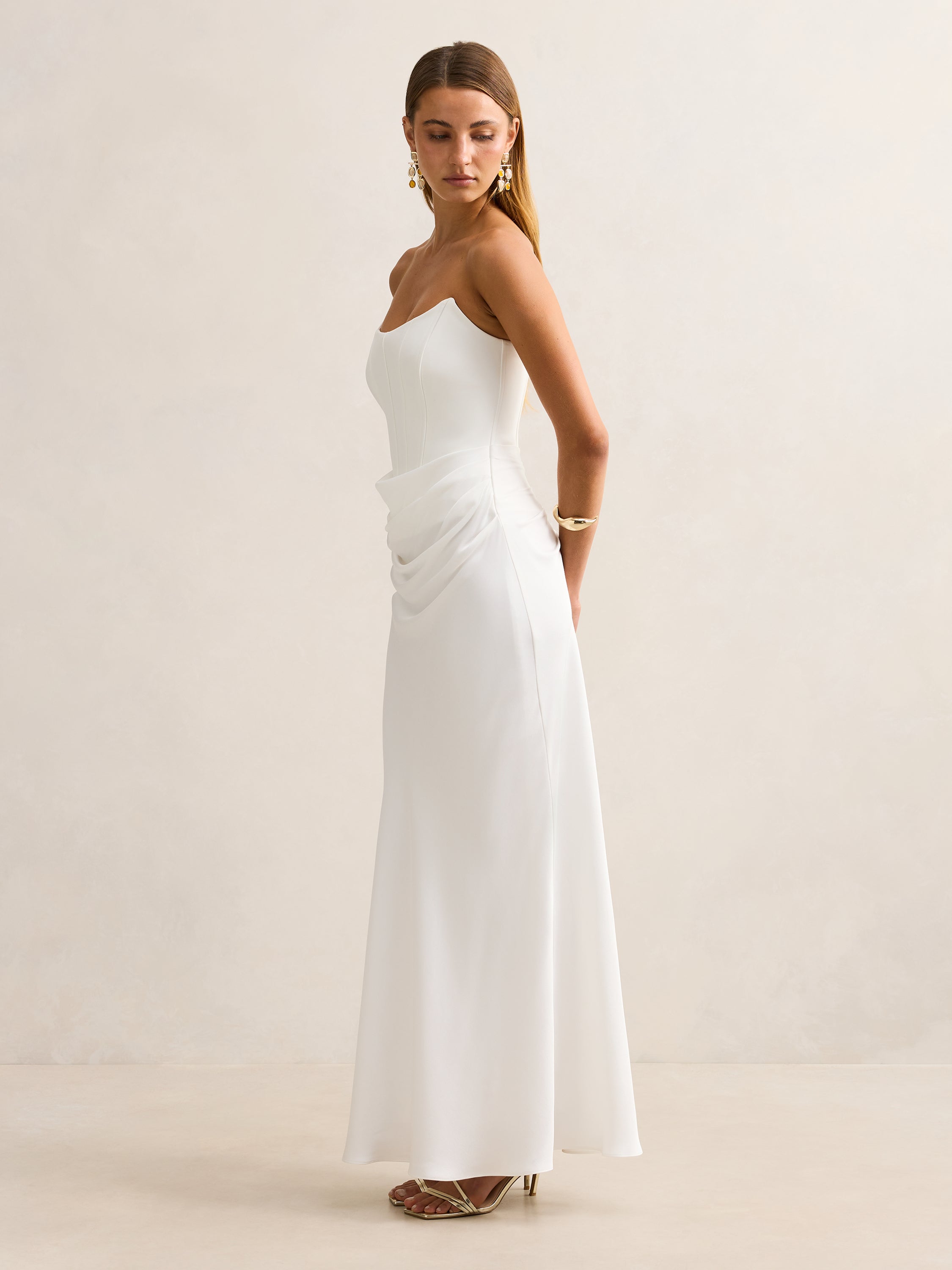 Isra Drape Strapless Maxi
