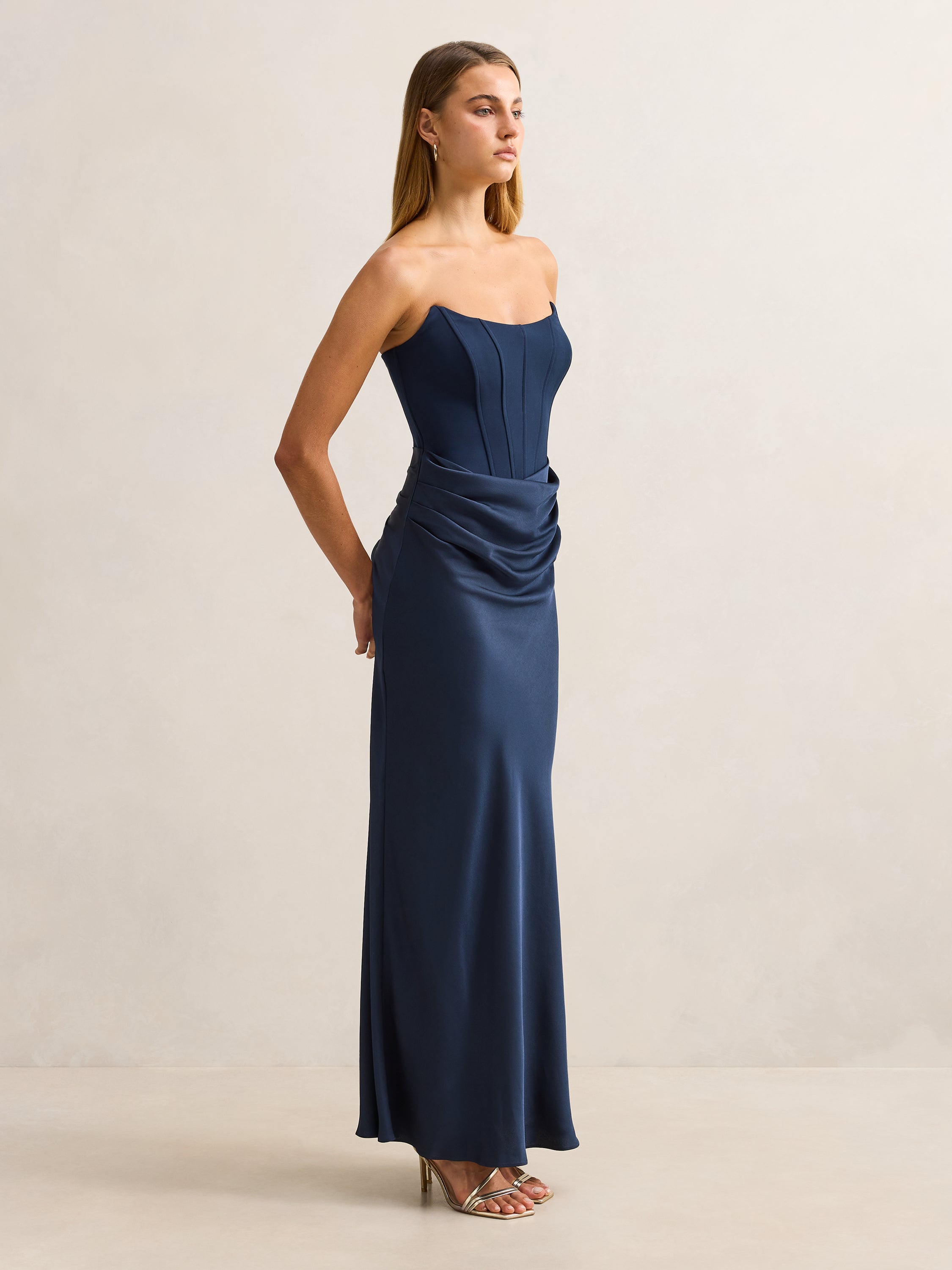 Isra Drape Strapless Maxi Dress