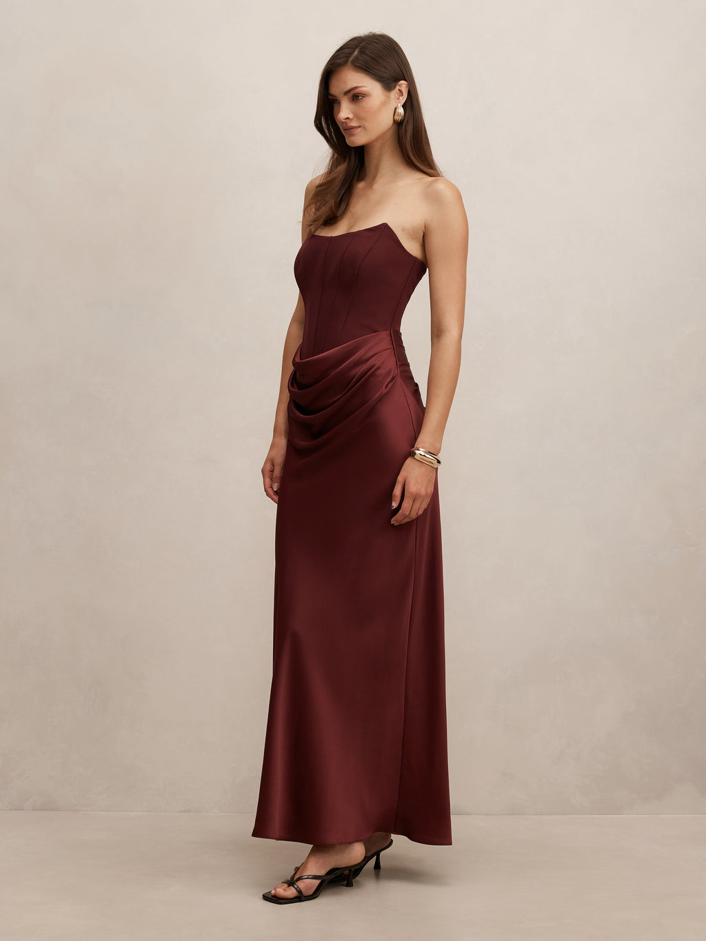 Isra Drape Strapless Maxi Dress