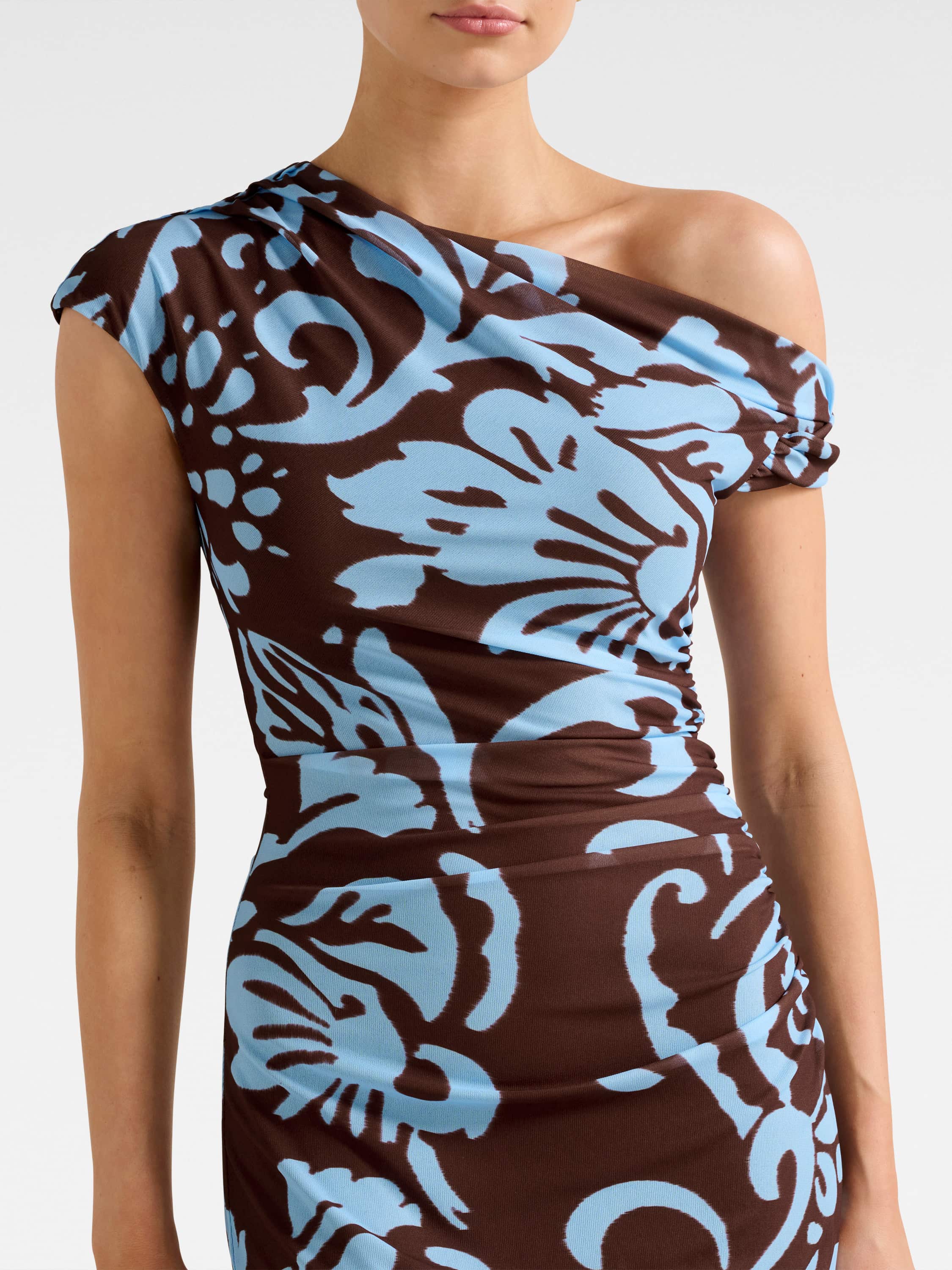 Paris Draped Mesh Midi Dress