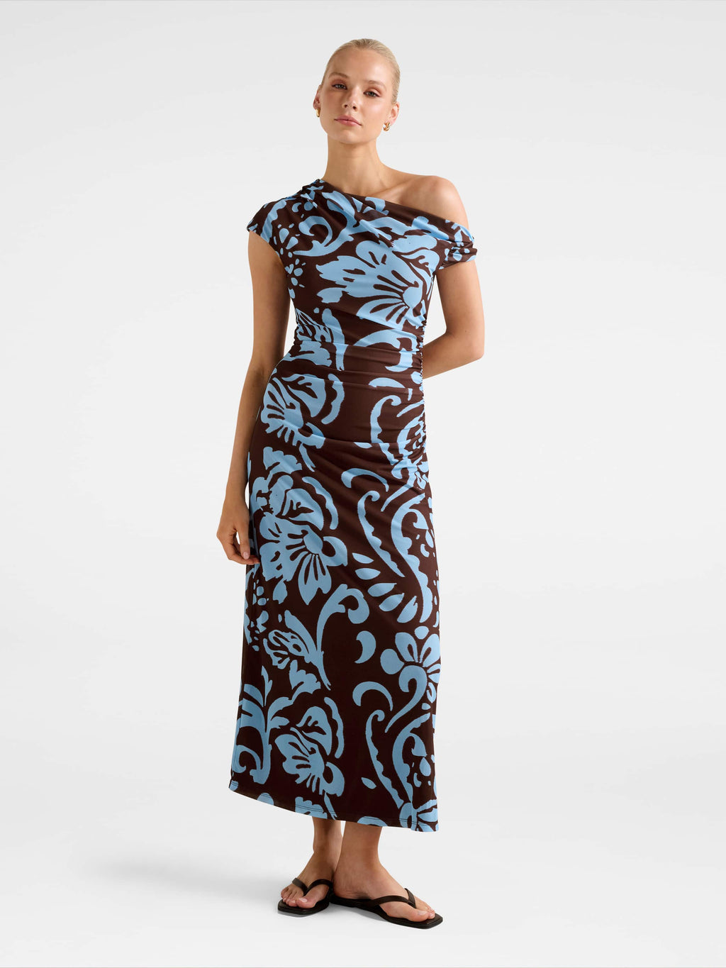 Paris Draped Mesh Midi Dress