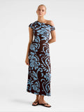 Paris Draped Mesh Midi Dress