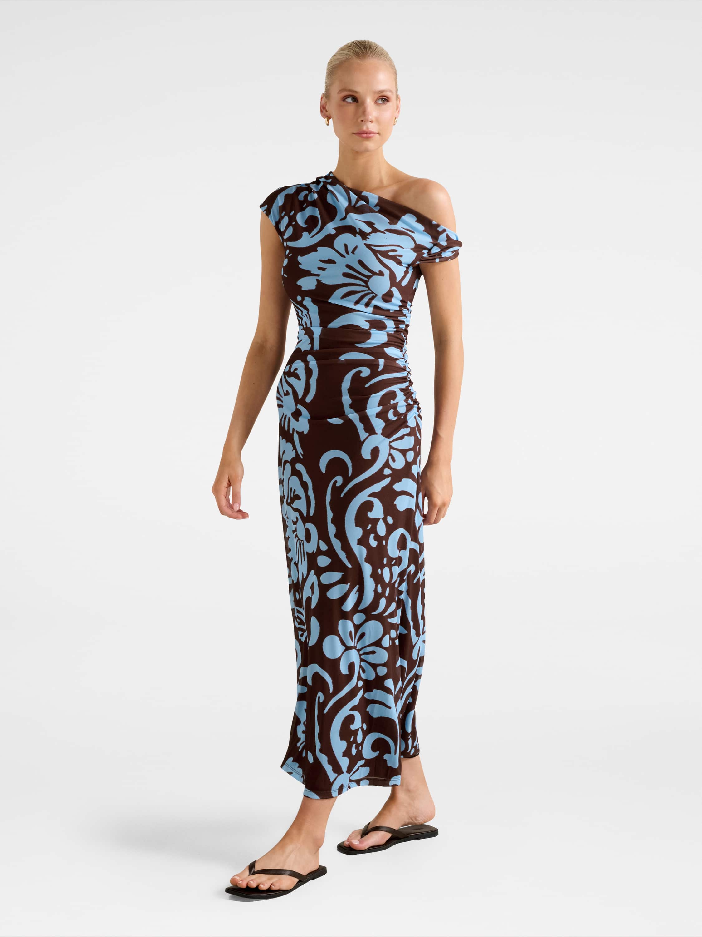 Paris Draped Mesh Midi Dress