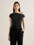 Rylee Tipped Shoulder Glitter Top
