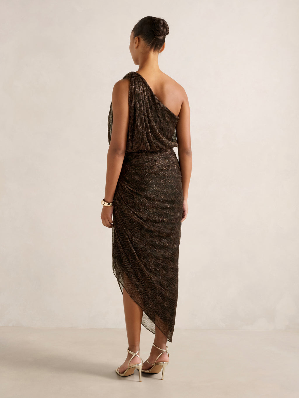 Cassidy One Shoulder Plisse Midi Dress