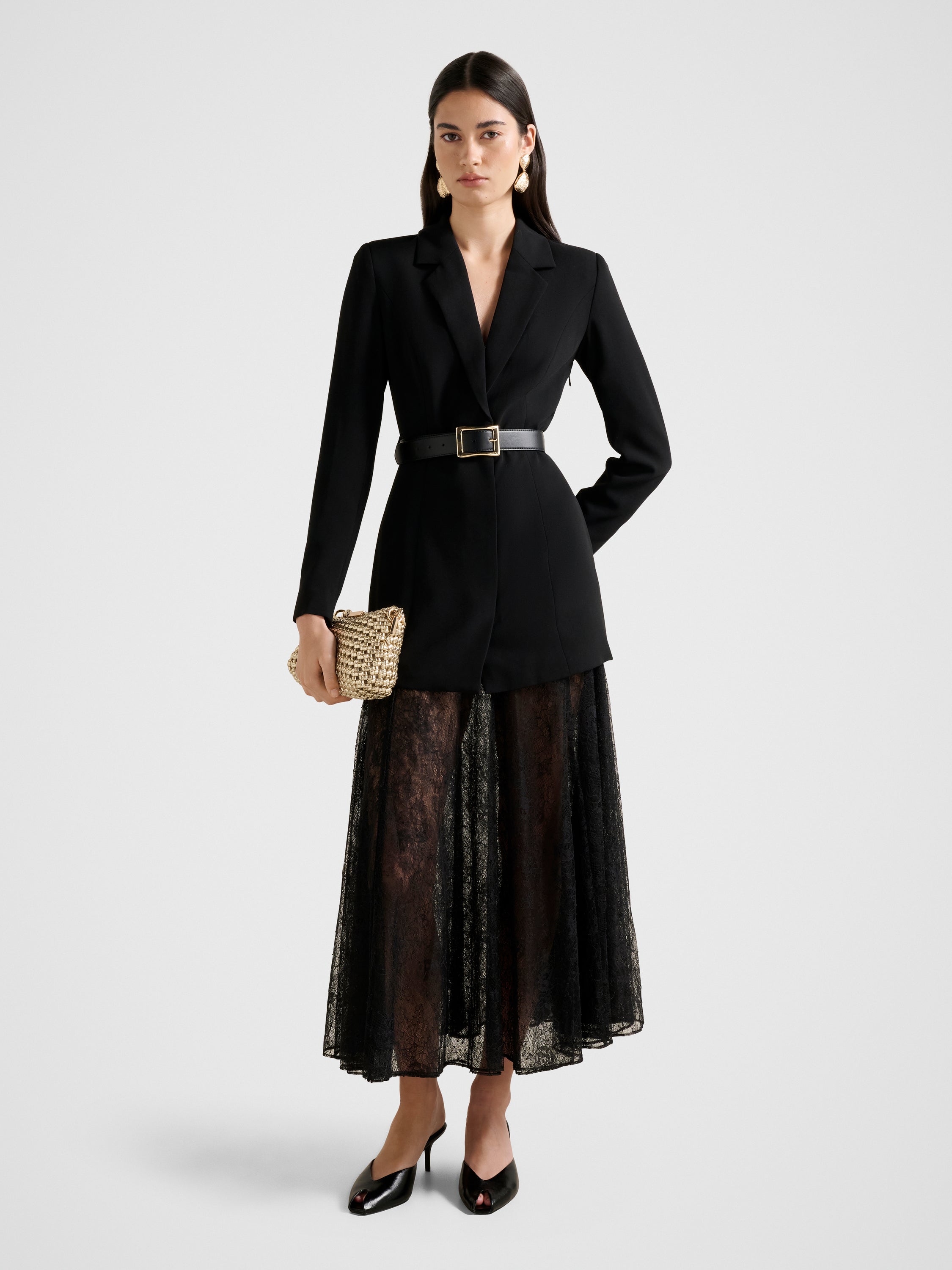 Fallon Blazer 2 in 1 Lace Maxi Dress
