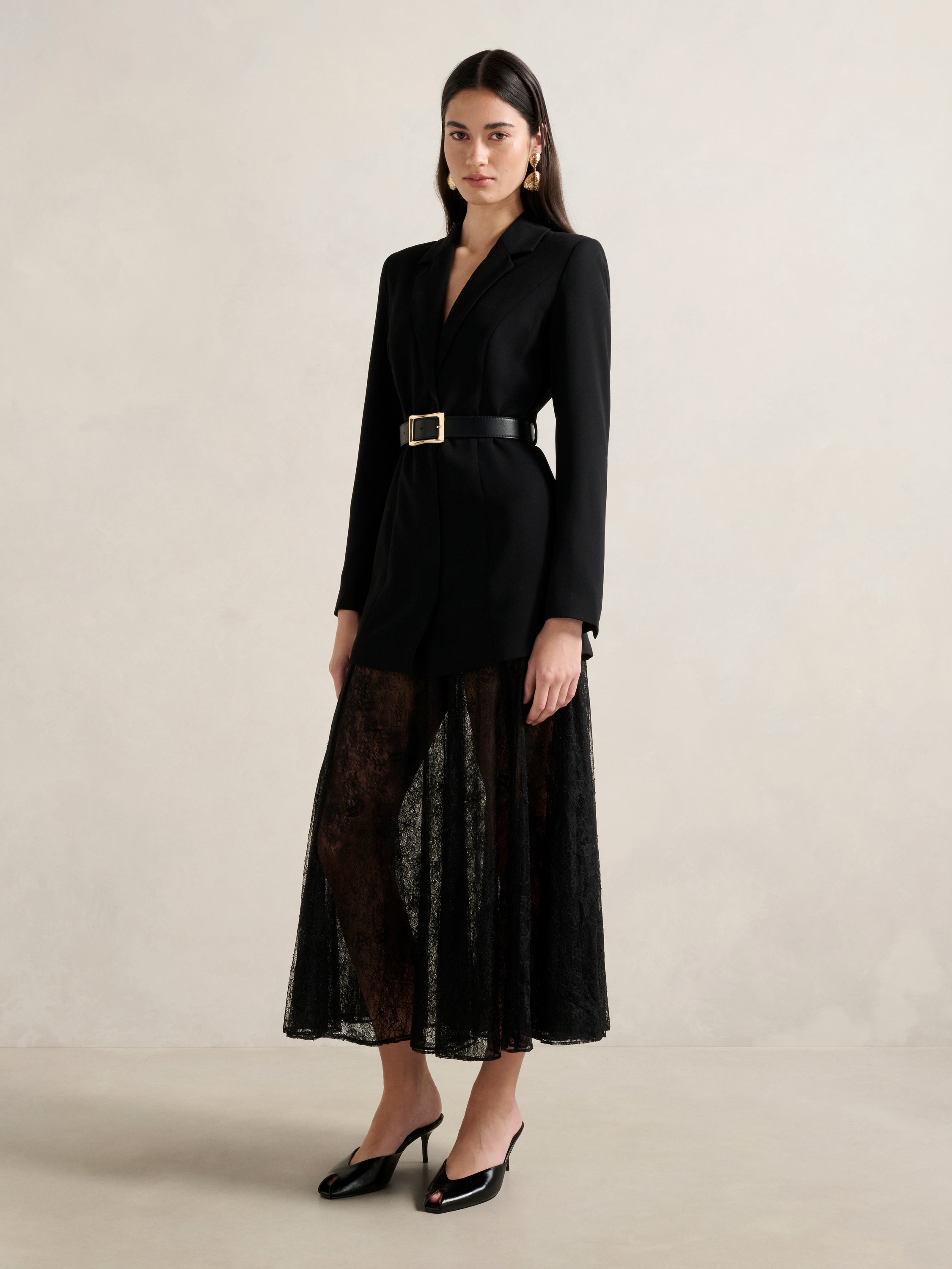 Fallon Blazer 2 in 1 Lace Maxi Dress