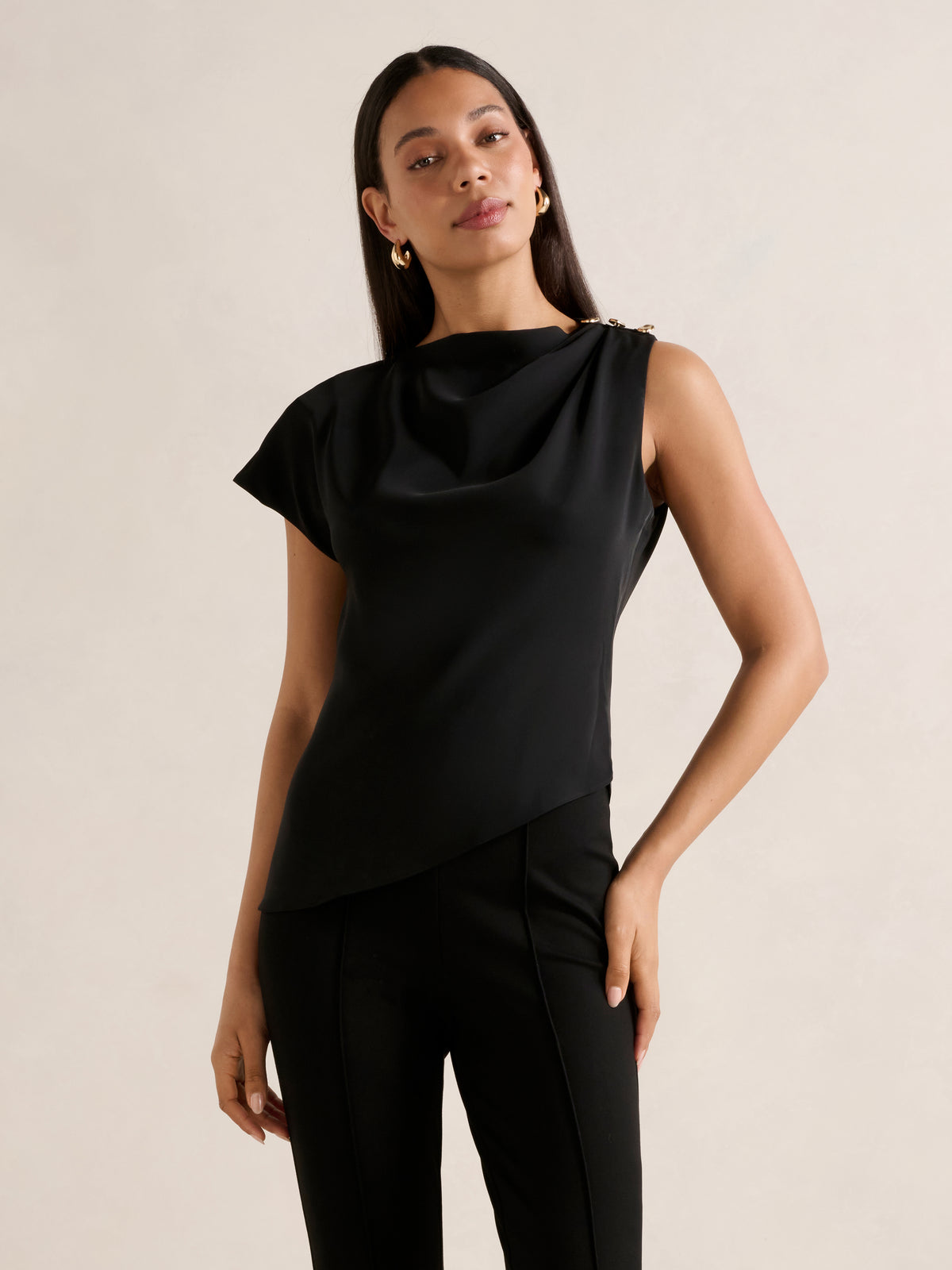 Aubery Asymmetric Draped Top