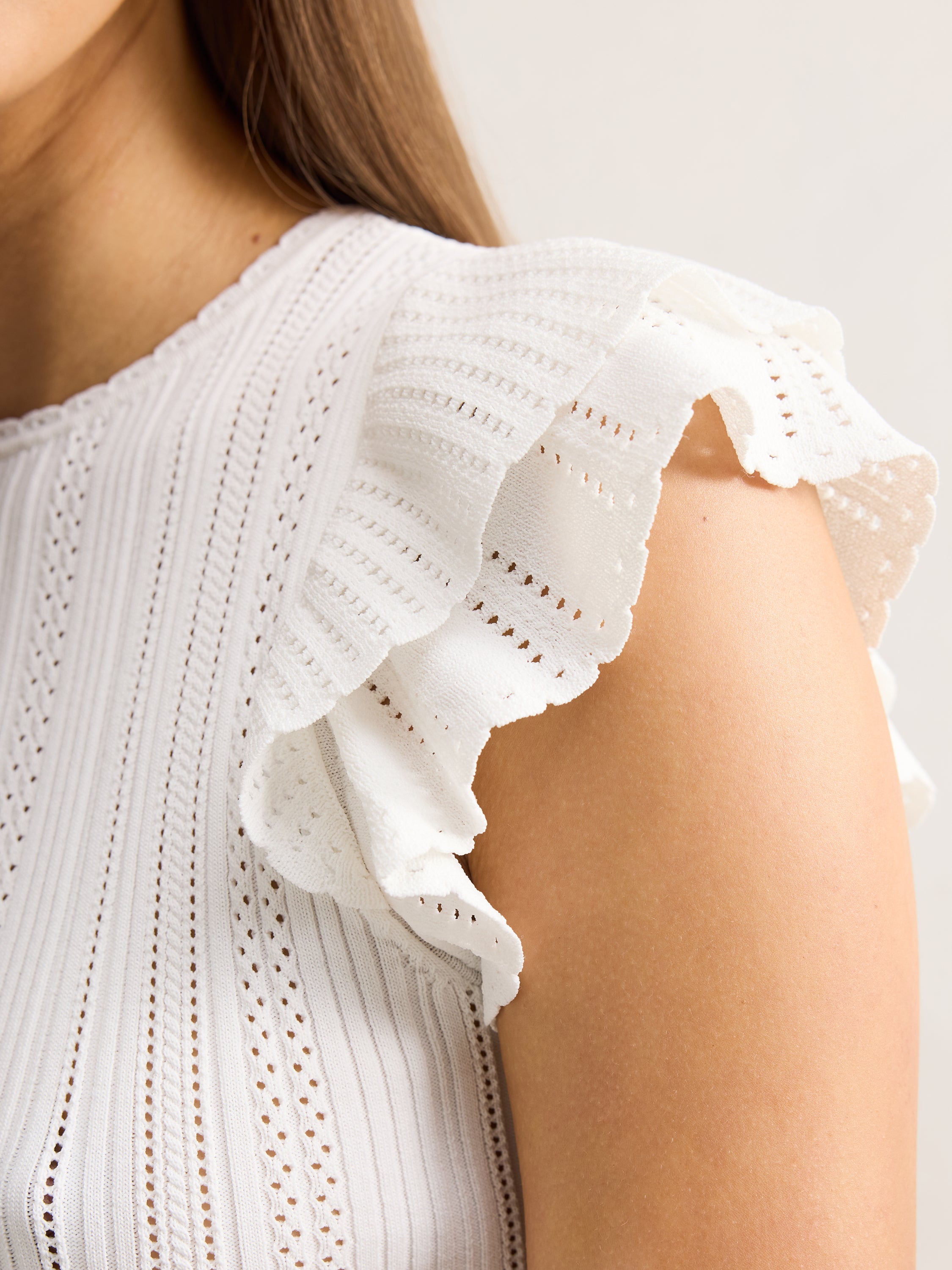 Buy Danielle Flutter Sleeve Knit Top - Cream - Online | Forever New