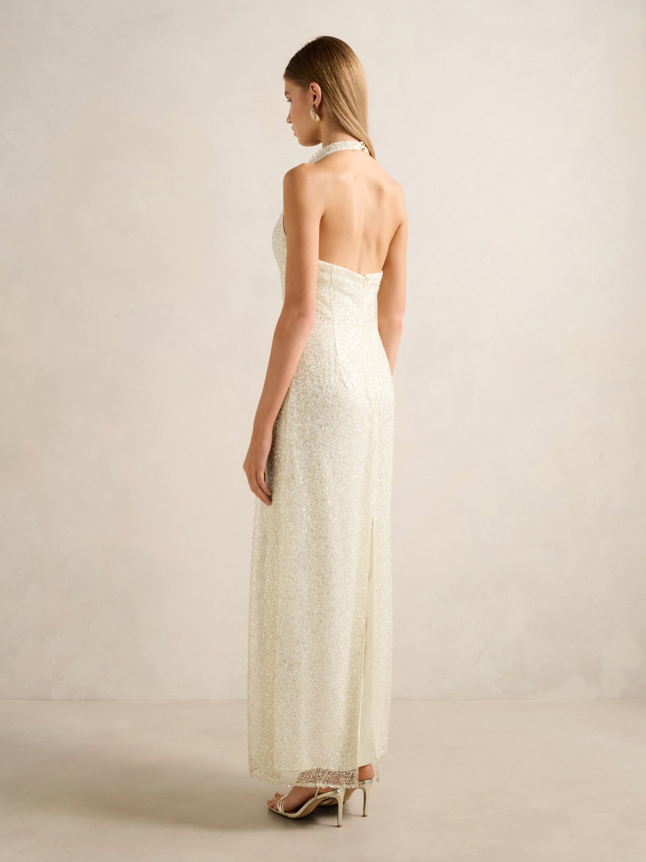 Miranda Sequin Halter Maxi Dress