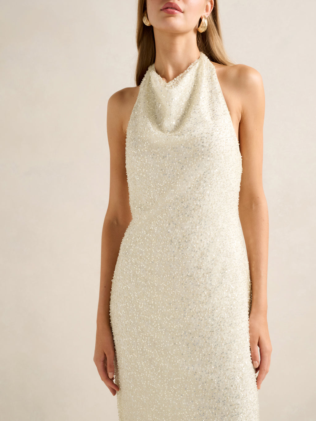 Miranda Sequin Halter Maxi Dress