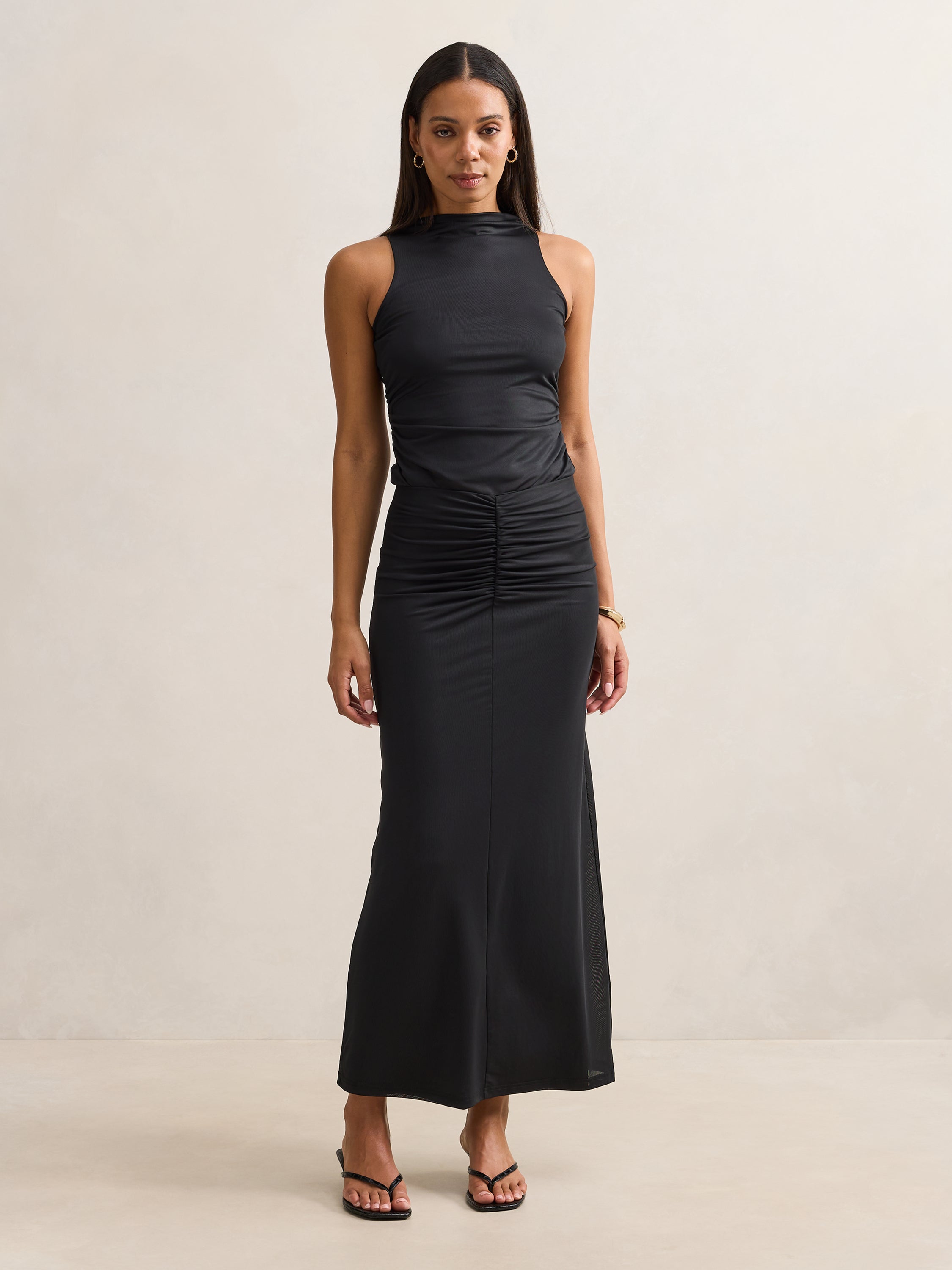 Savannah Ruched Mesh Skirt