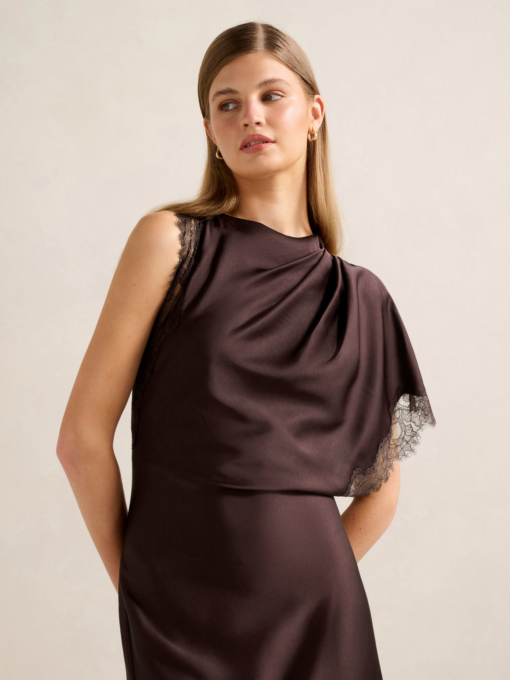 Kody Satin Lace Asym Dress