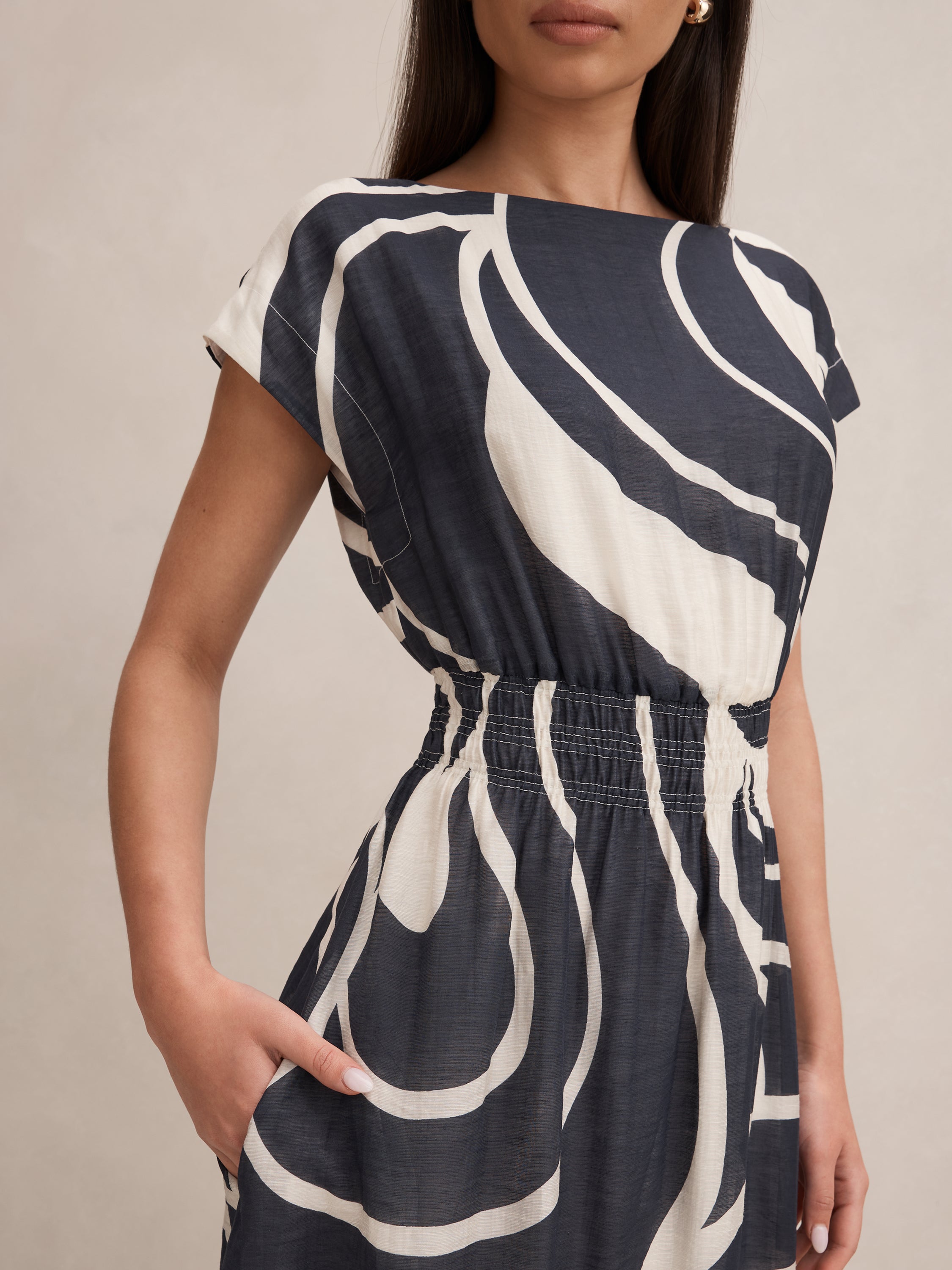 Callie Elastic Waist Midi Dress