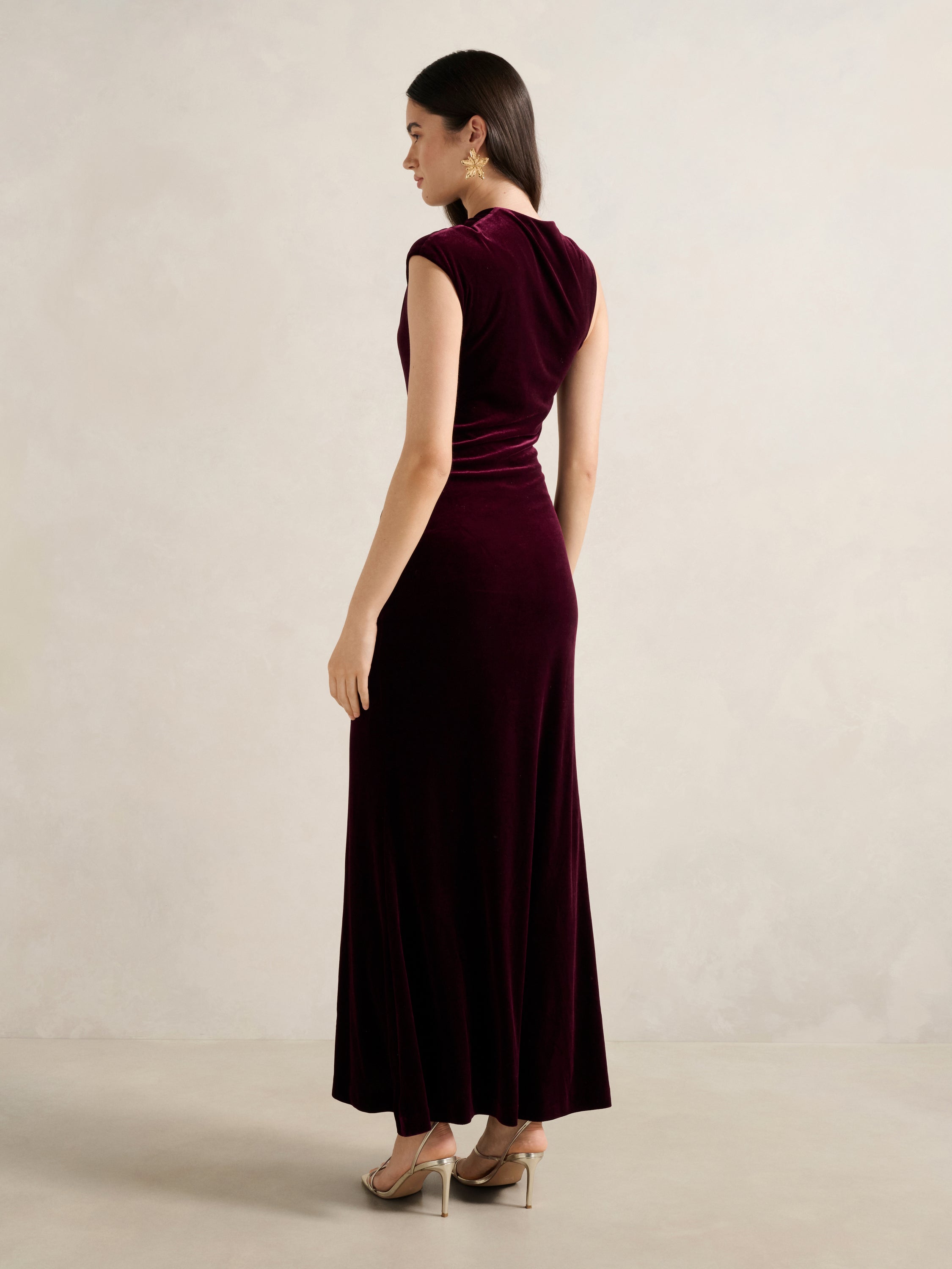 Jordana Asym Velvet Maxi Dress