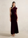 Jordana Asym Velvet Maxi Dress