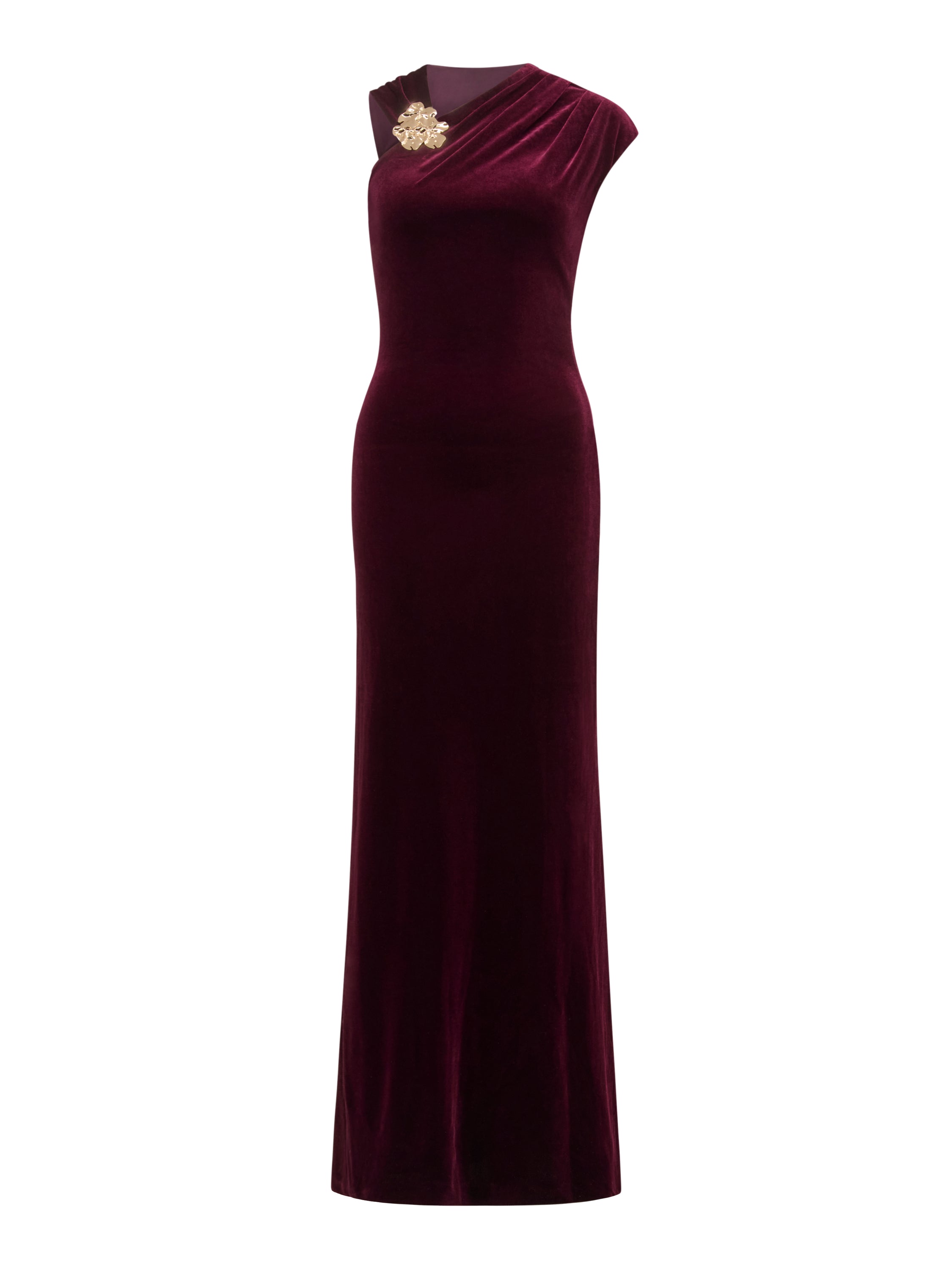 Jordana Asym Velvet Maxi Dress