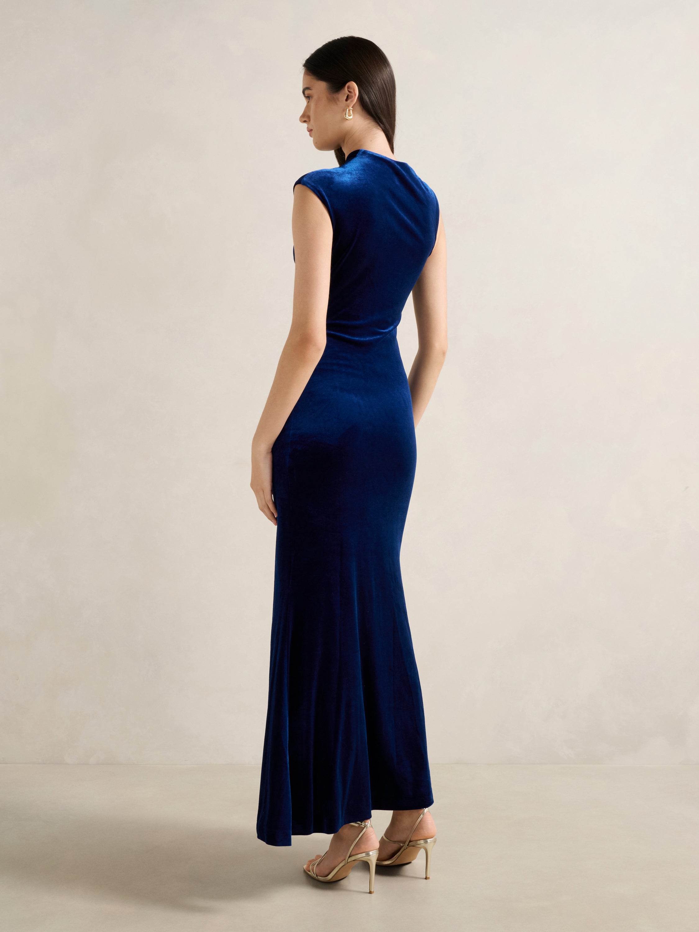 Jordana Asym Velvet Maxi Dress