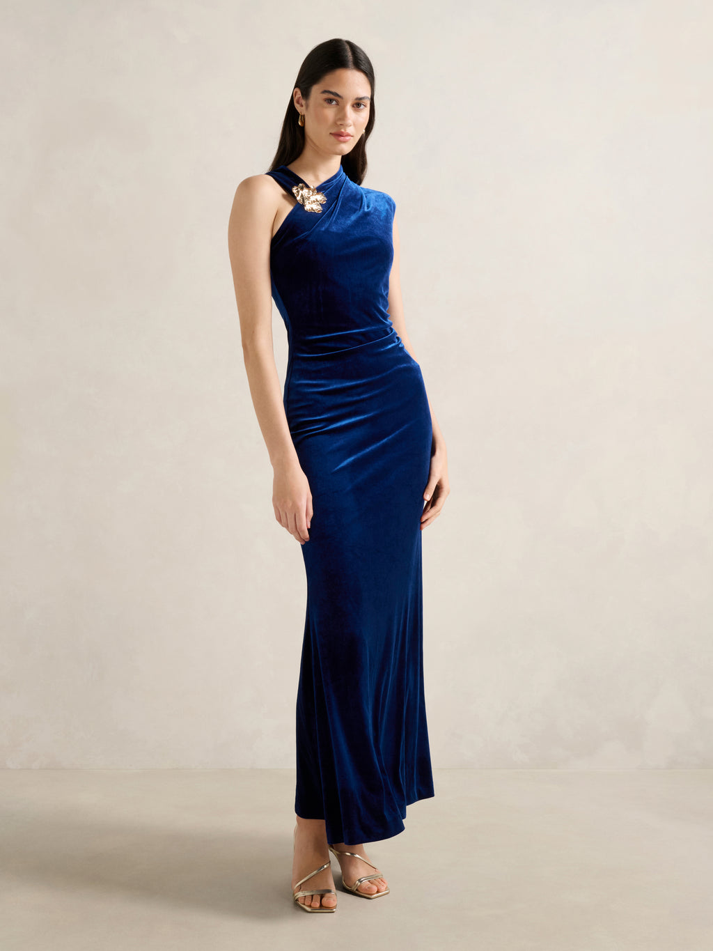 Jordana Asym Velvet Maxi Dress