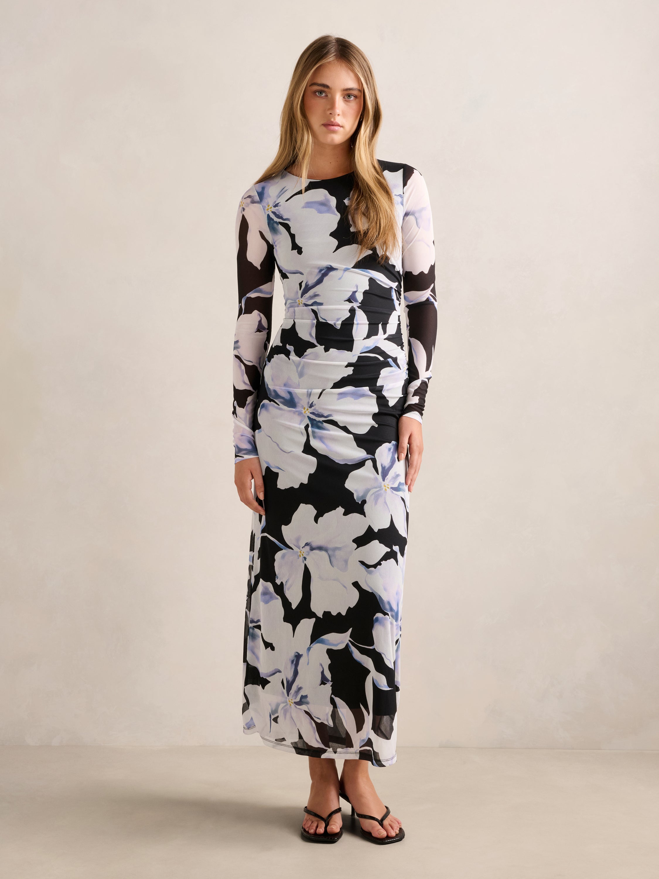 Amaya Long Sleeved Mesh Midi Dress