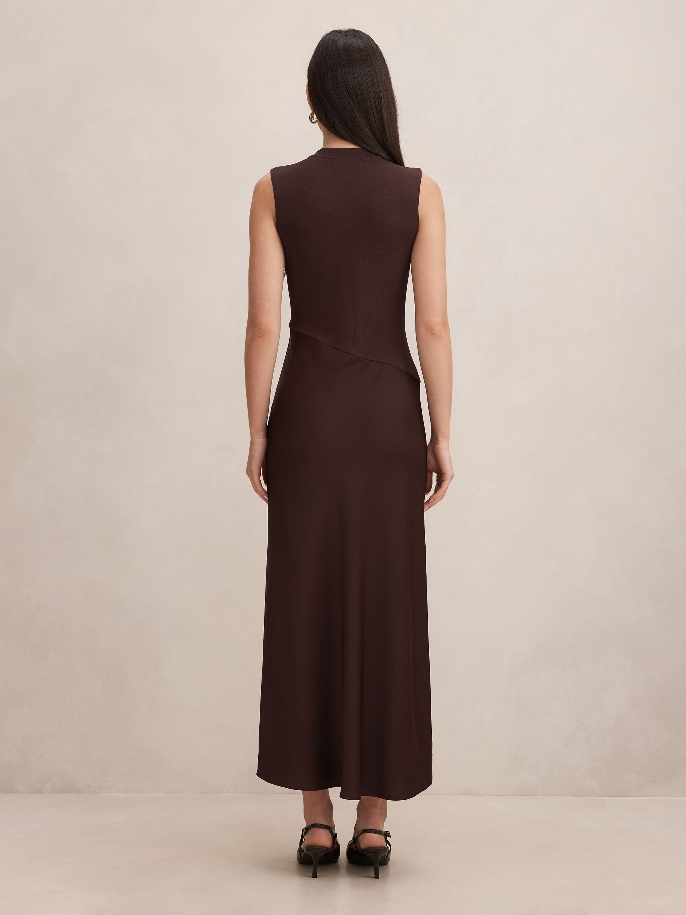 Jayden Satin Mixed Midi Dress