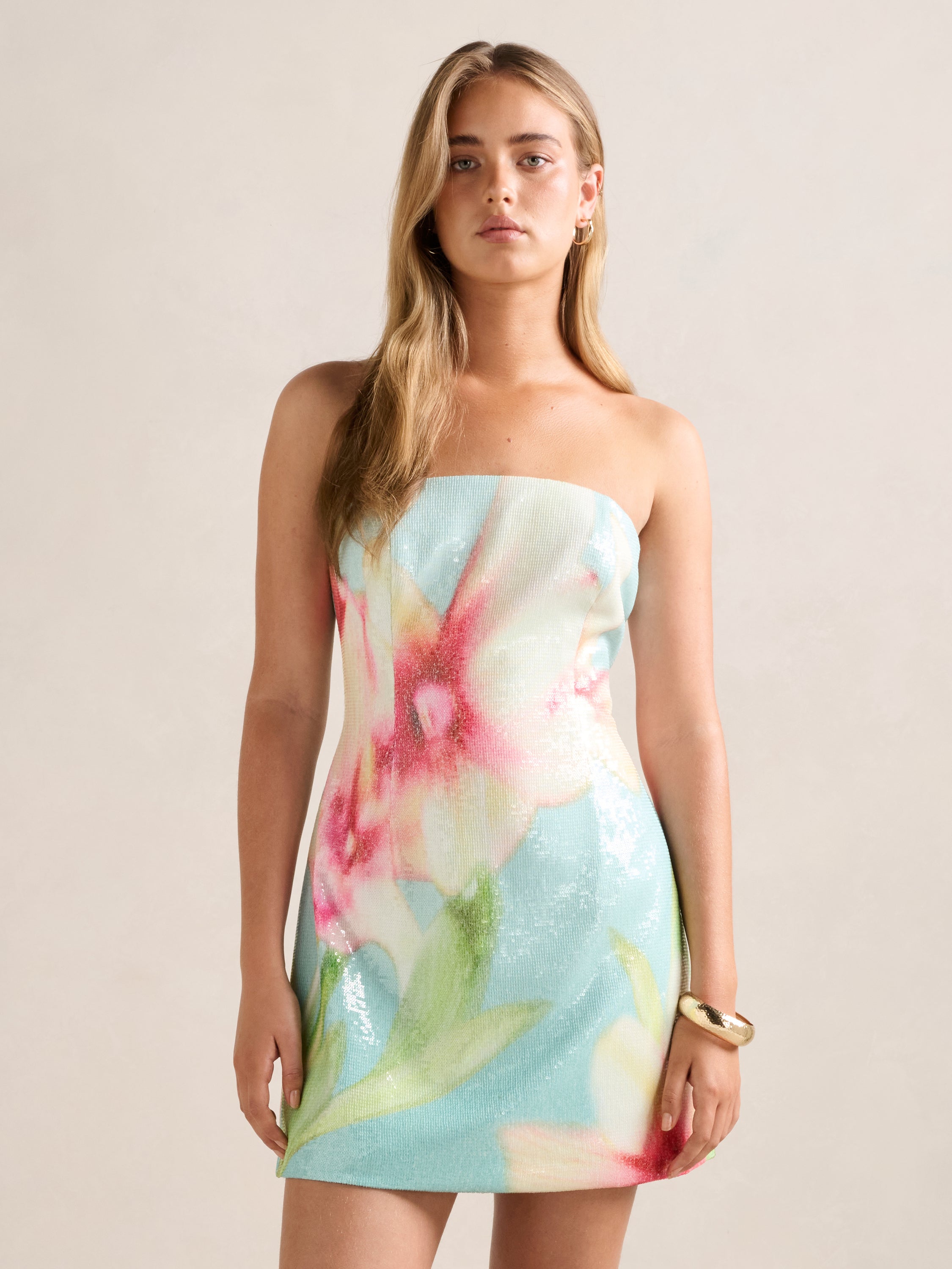 Ria Strapless Sequin Mini Dress