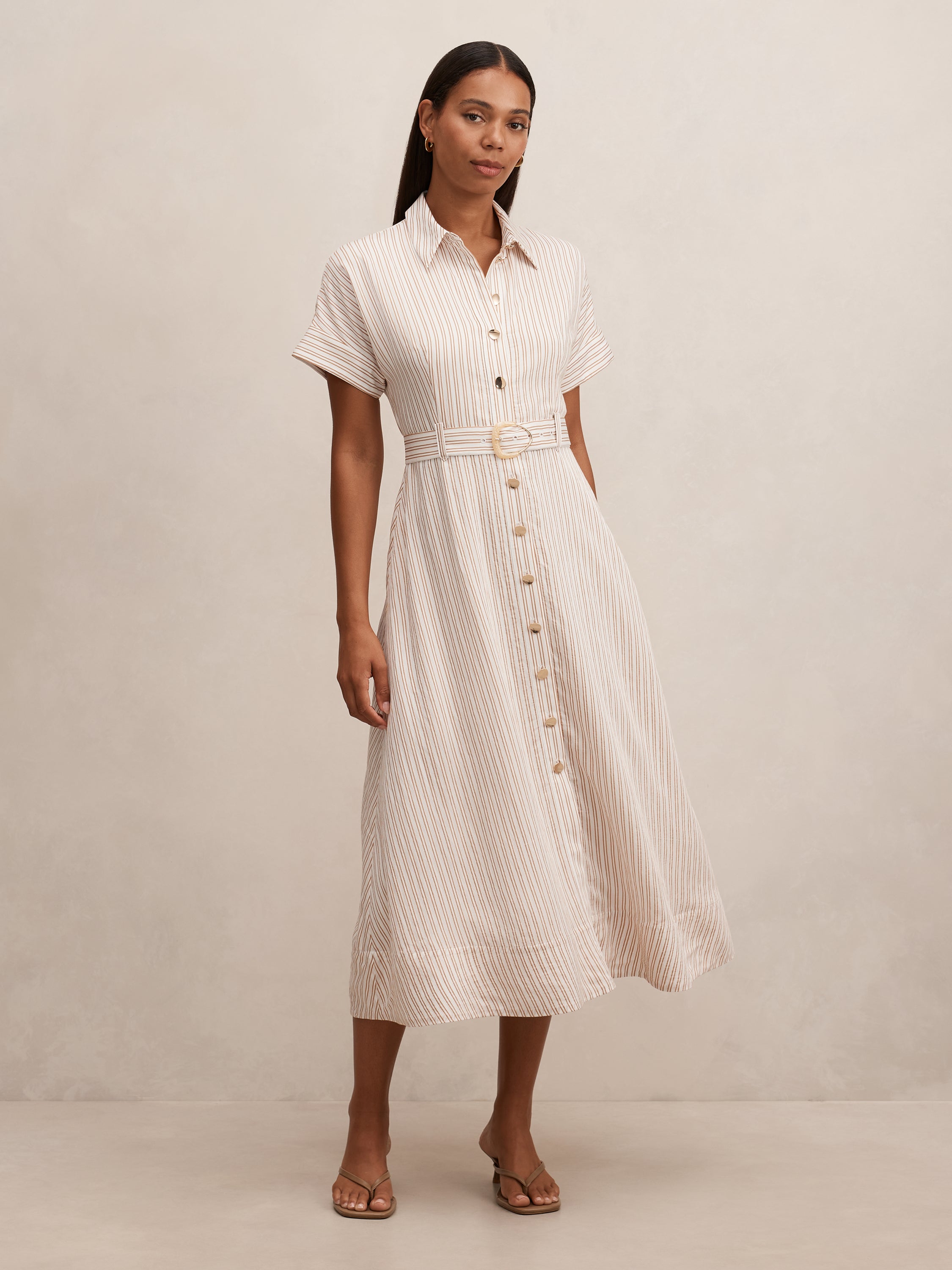 Emma Stripe Shirt Midi Dress