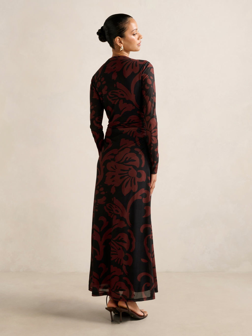 Joni Petite Long Sleeve Mesh Midi Dress