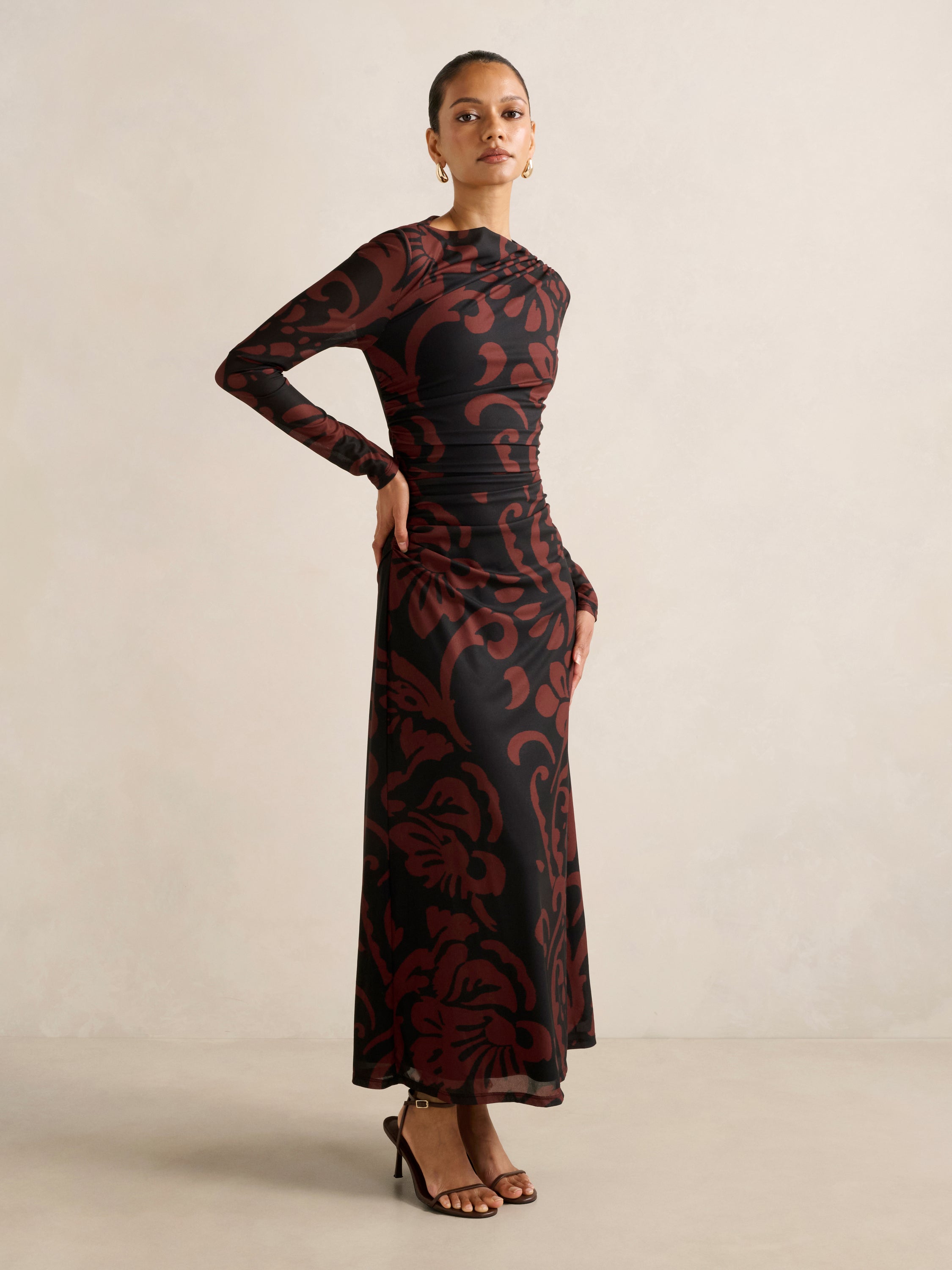 long sleeve mesh midi dress Blue Floral PinkBlush stretchy fabric allows custom fit Buy Joni Petite Long Sleeve