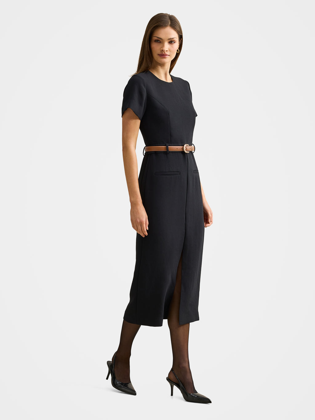 Bailee Belted Tailored Midi Dress