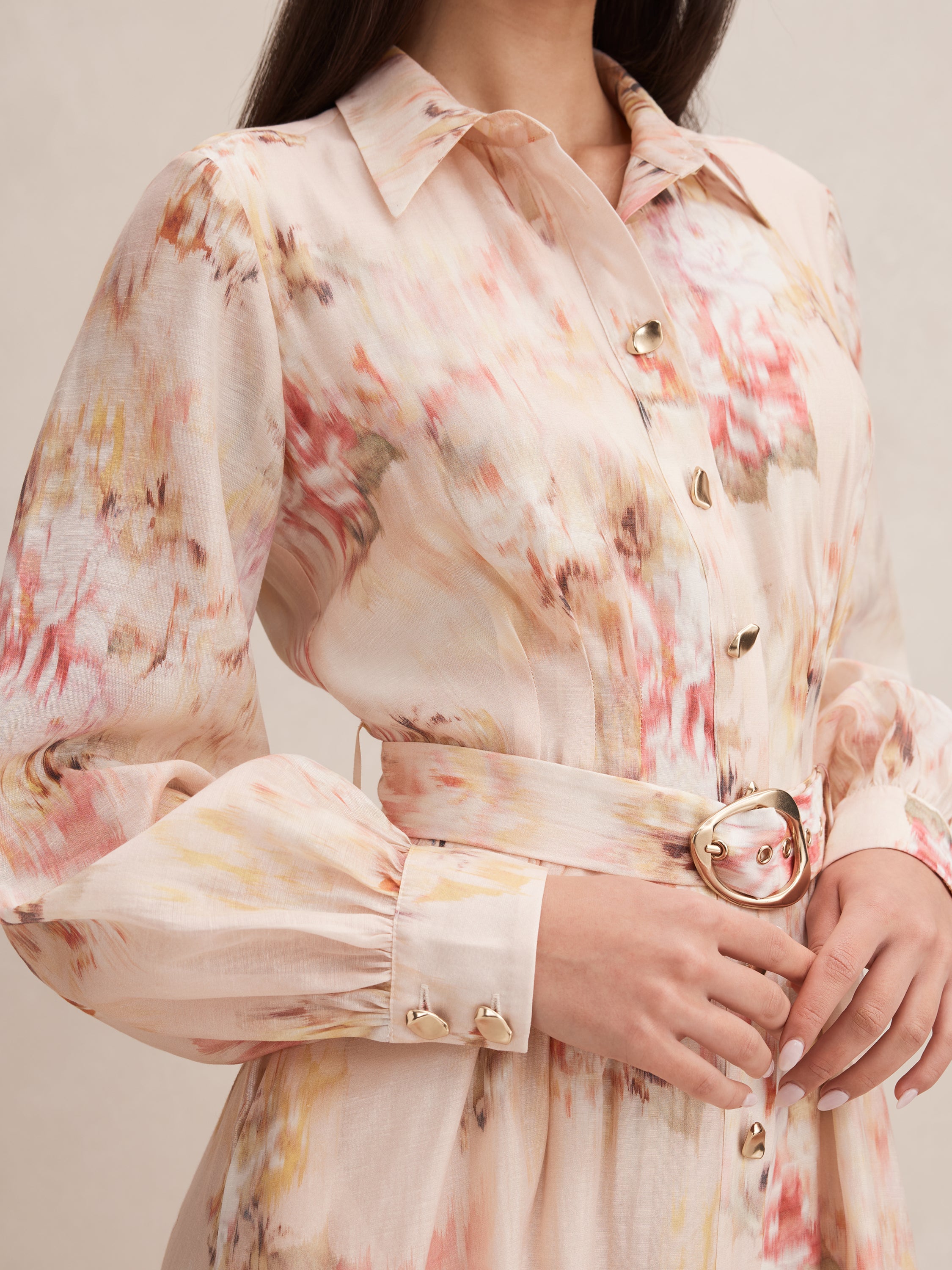 Terese Printed Shirt Midi Dress