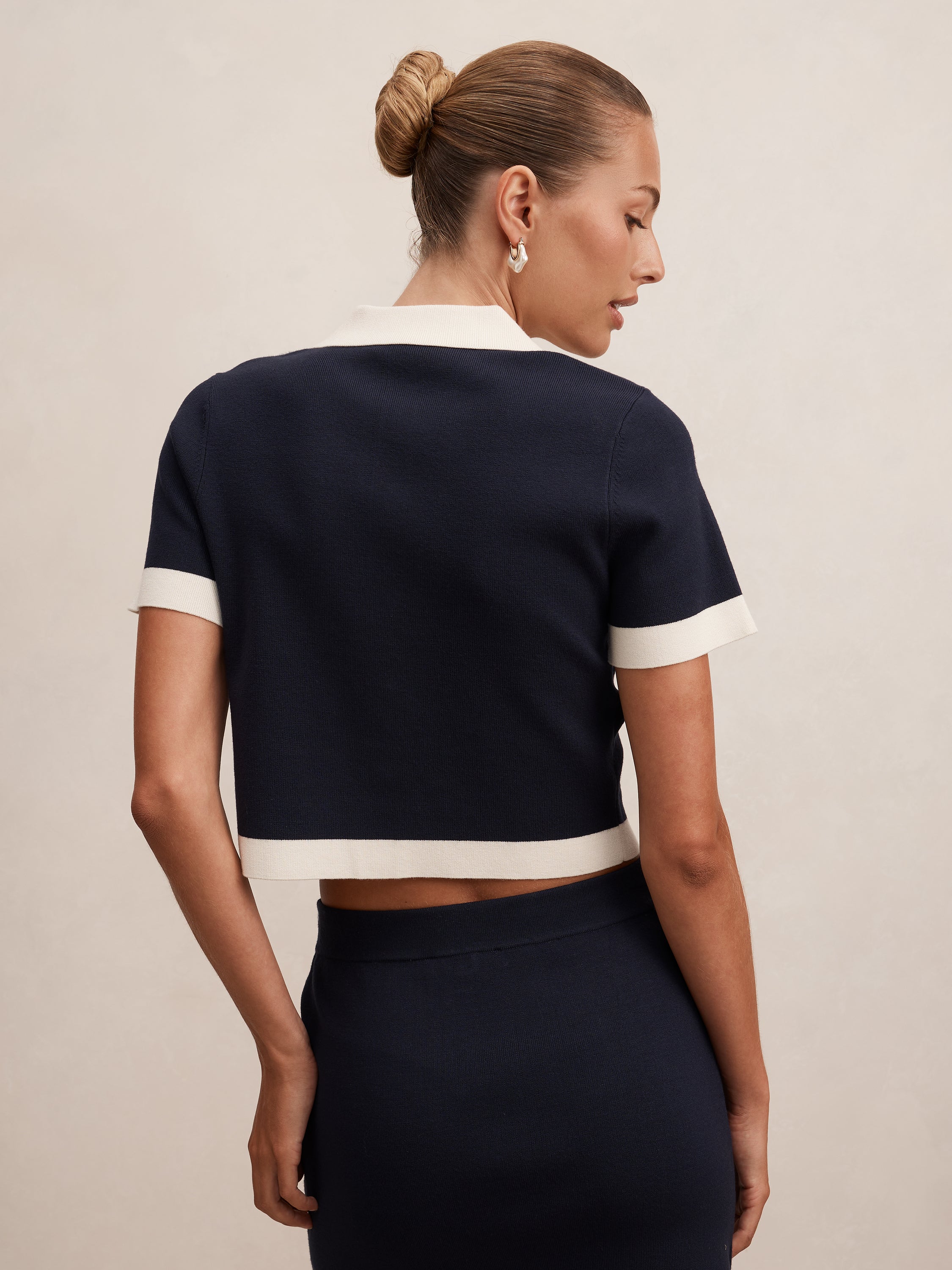 Farah Knitted Button Through Tee