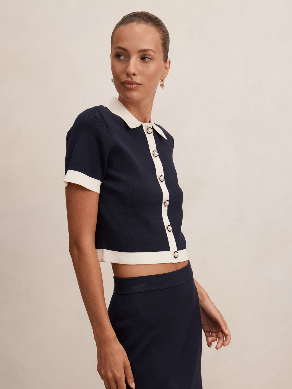 Farah Knitted Button Through Tee