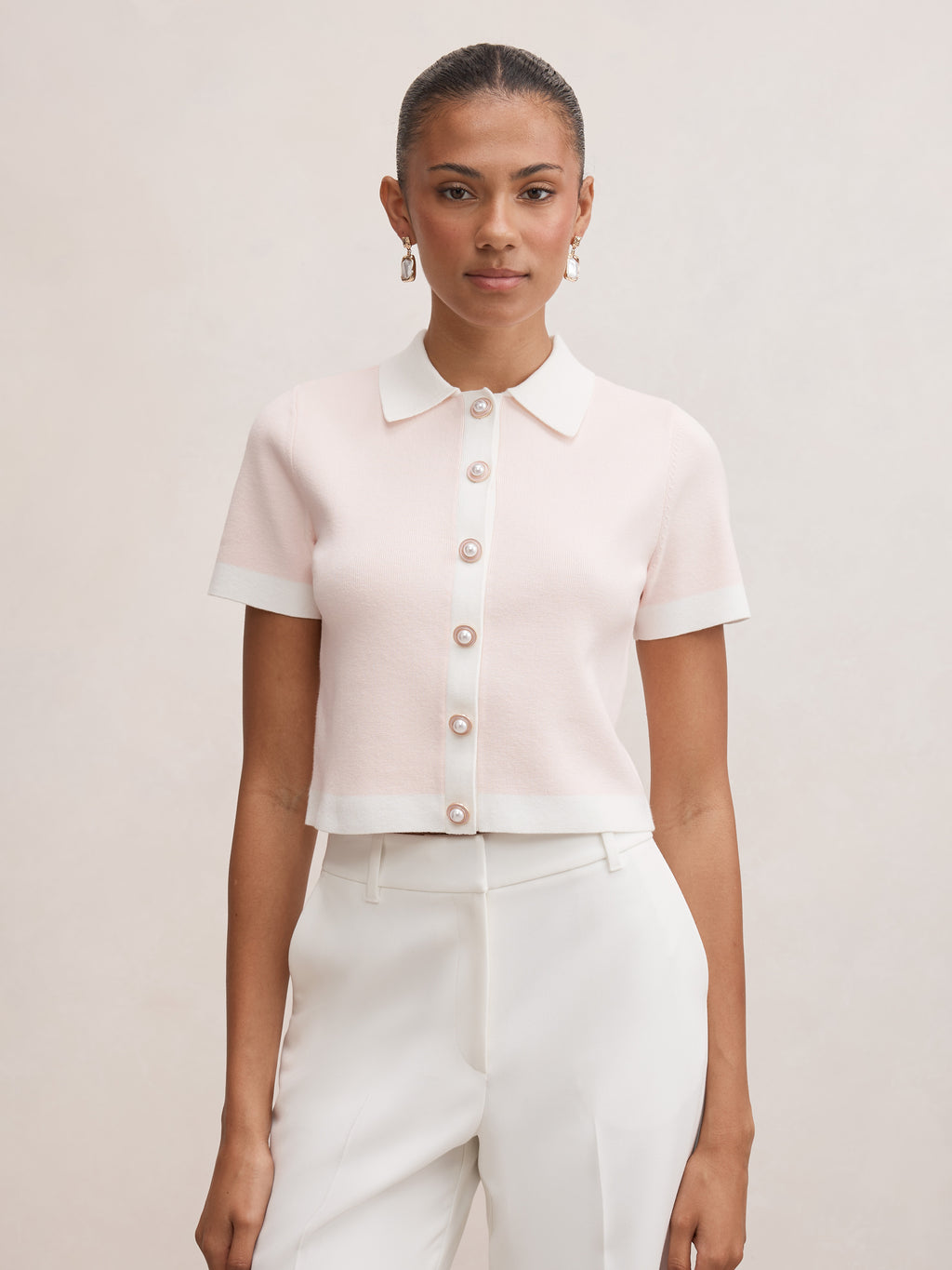 Farah Knitted Button Through Tee