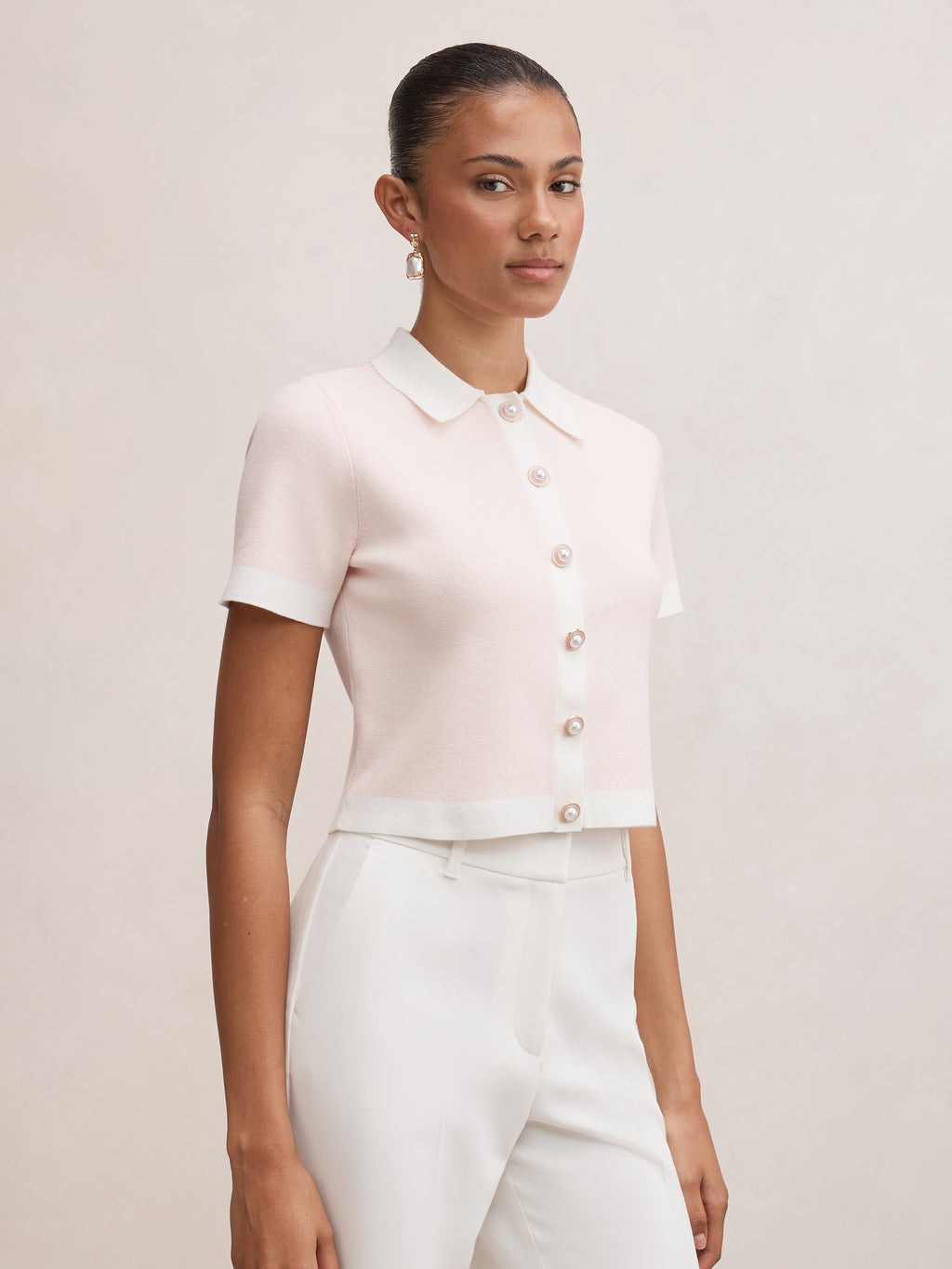 Farah Knitted Button Through Tee