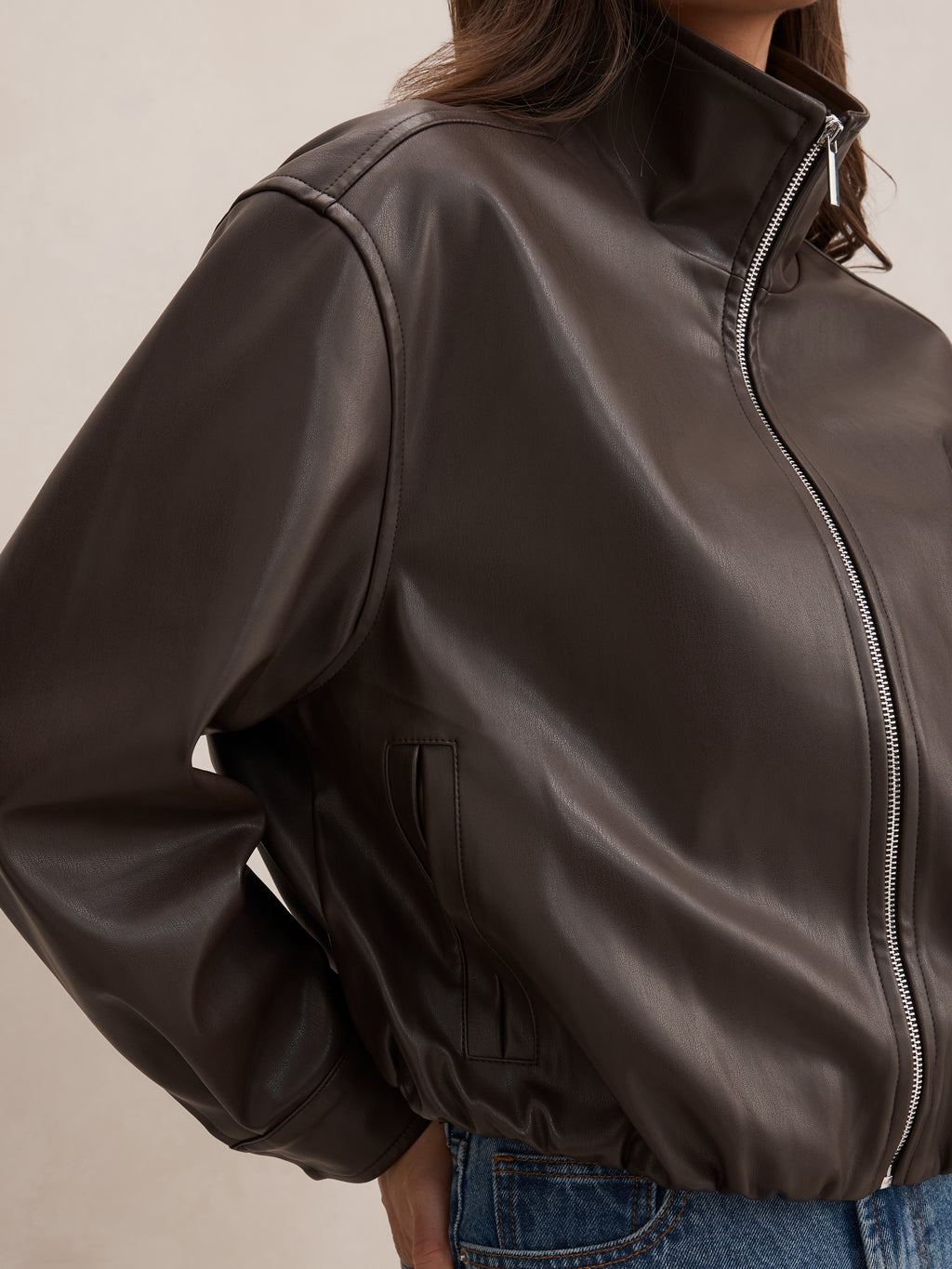 Julia PU Funnel Neck Jacket