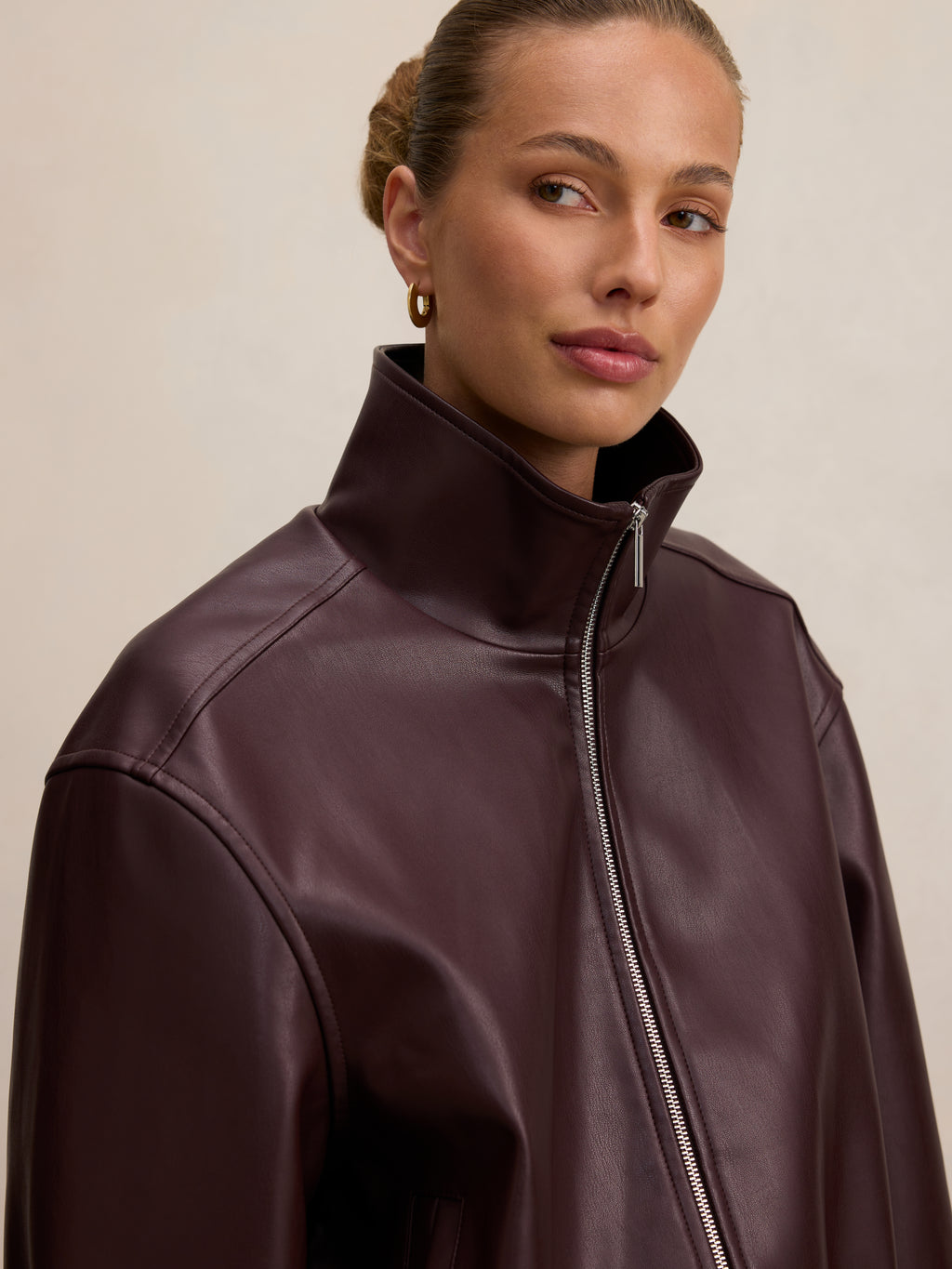 Julia PU Funnel Neck Jacket