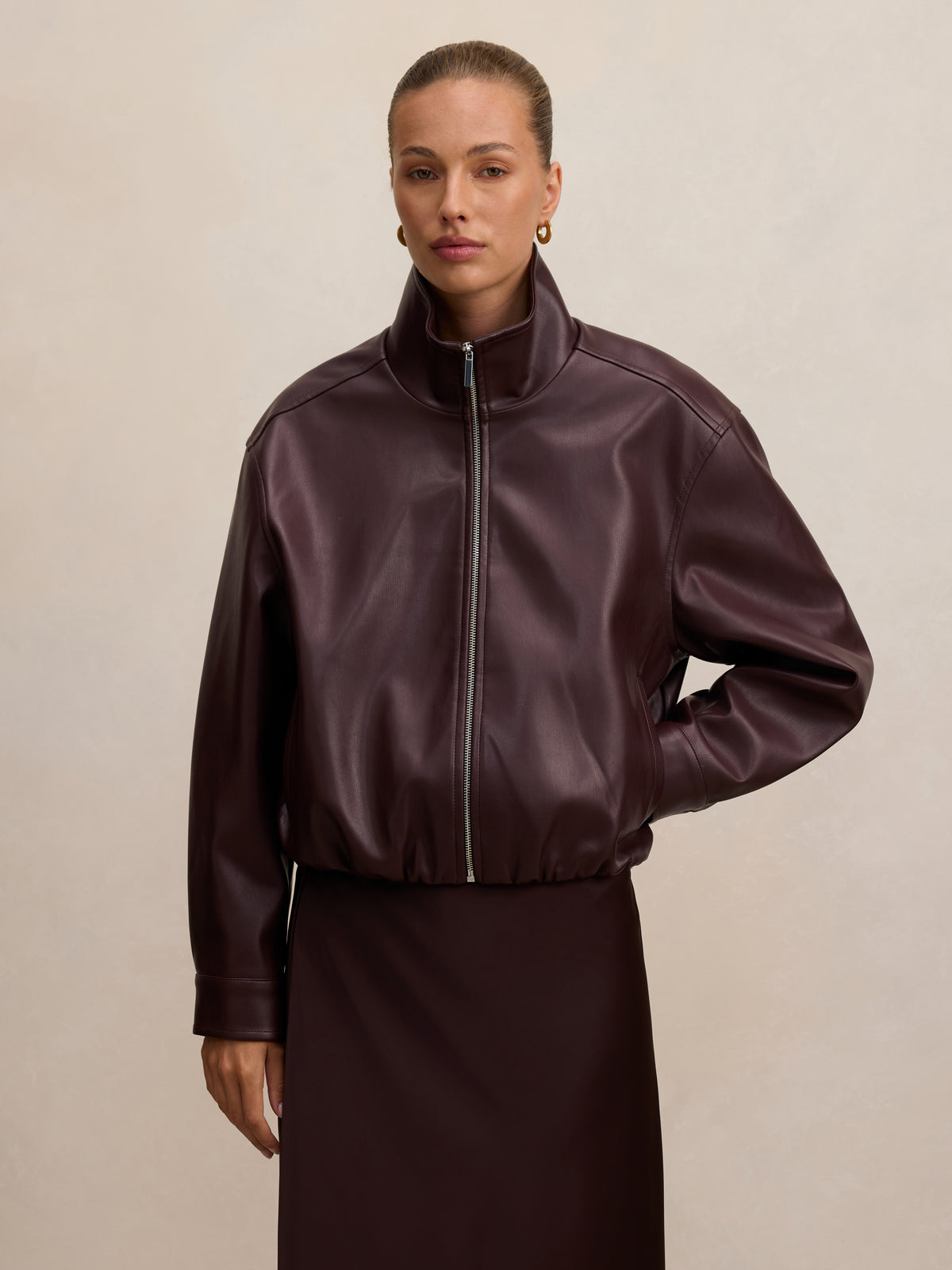 Julia PU Funnel Neck Jacket