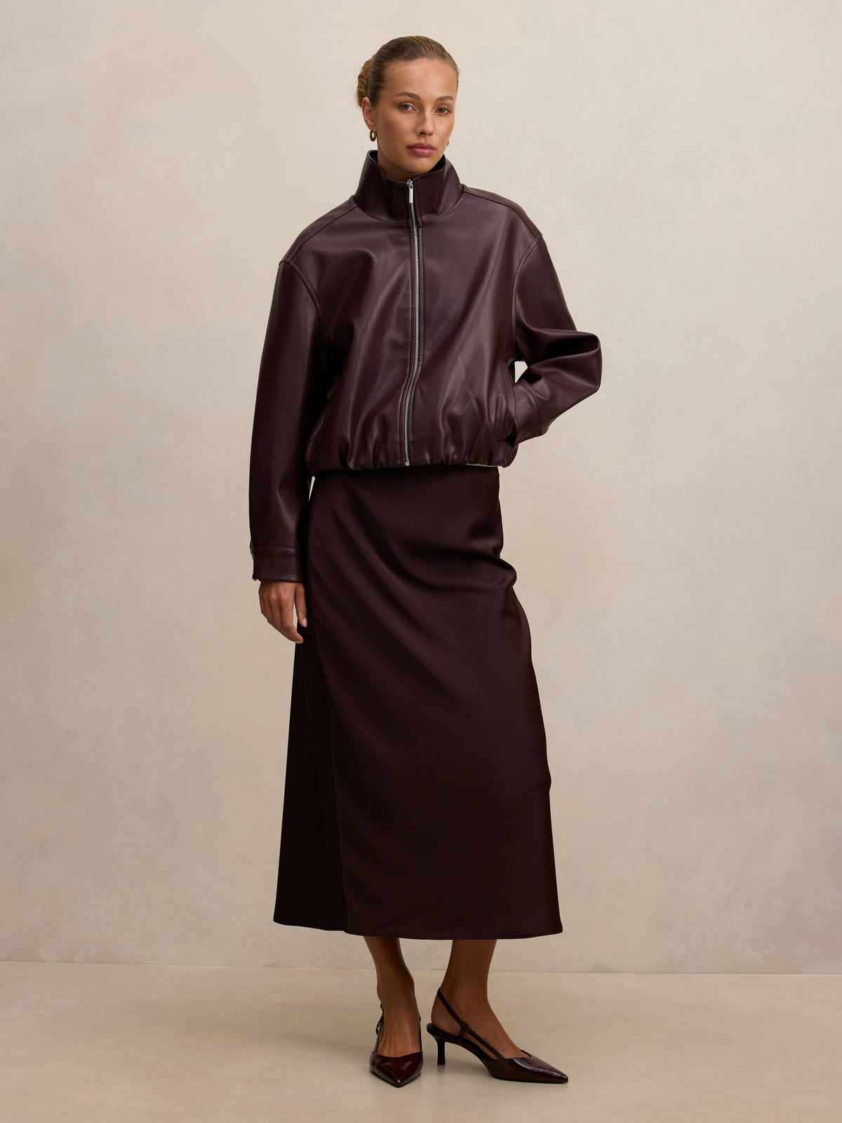 Julia PU Funnel Neck Jacket