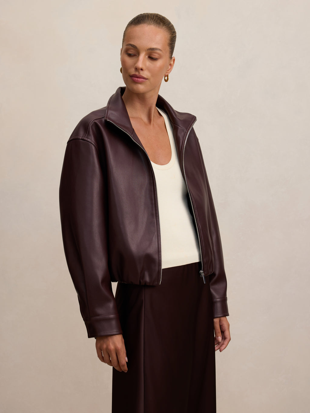 Julia PU Funnel Neck Jacket