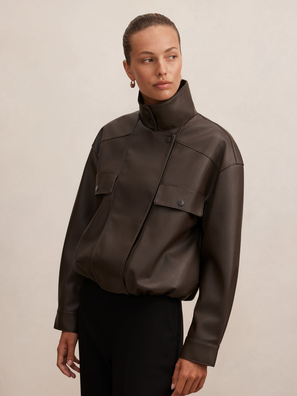 Angela Oversized PU Bomber