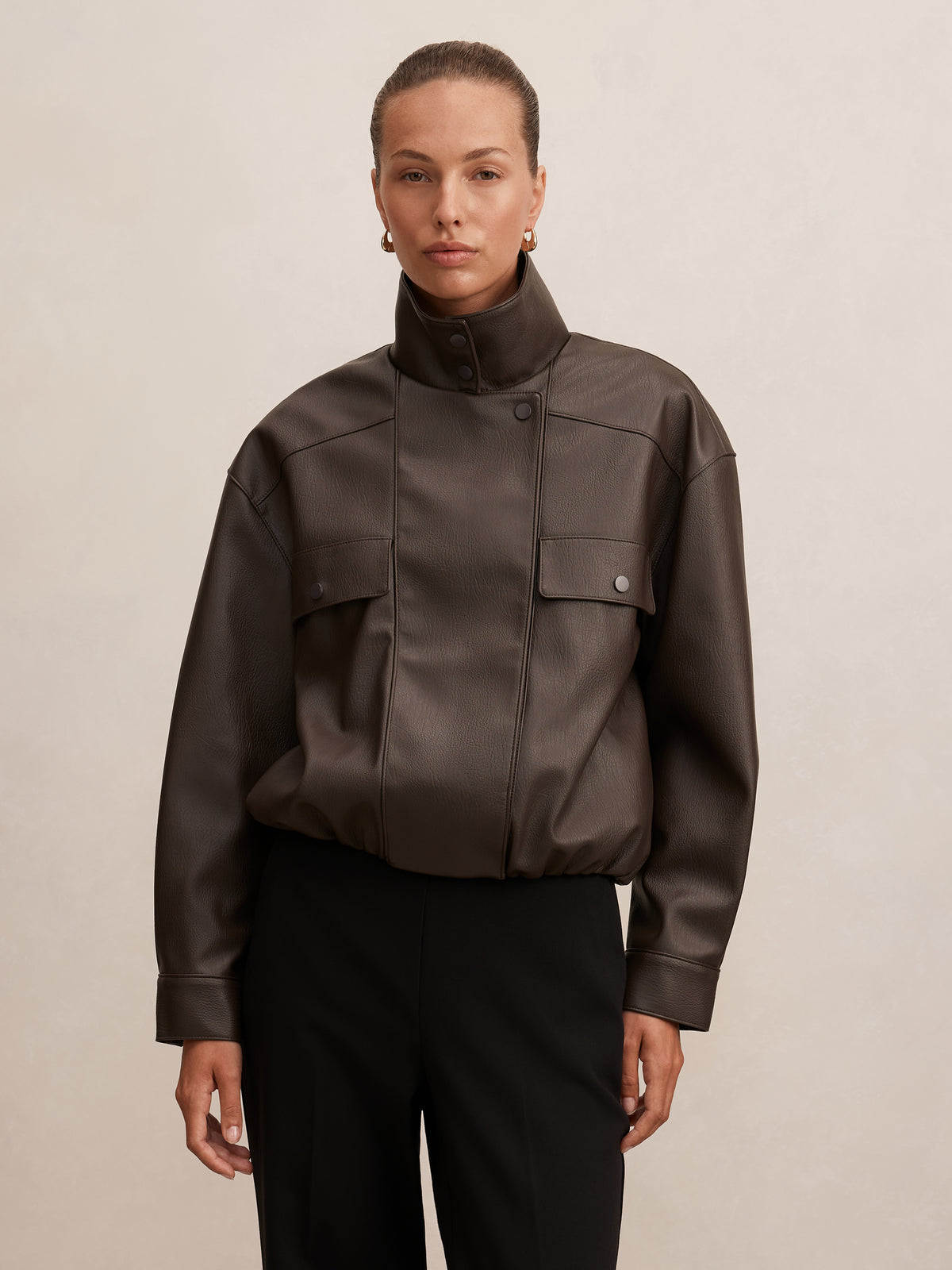 Angela Oversized PU Bomber